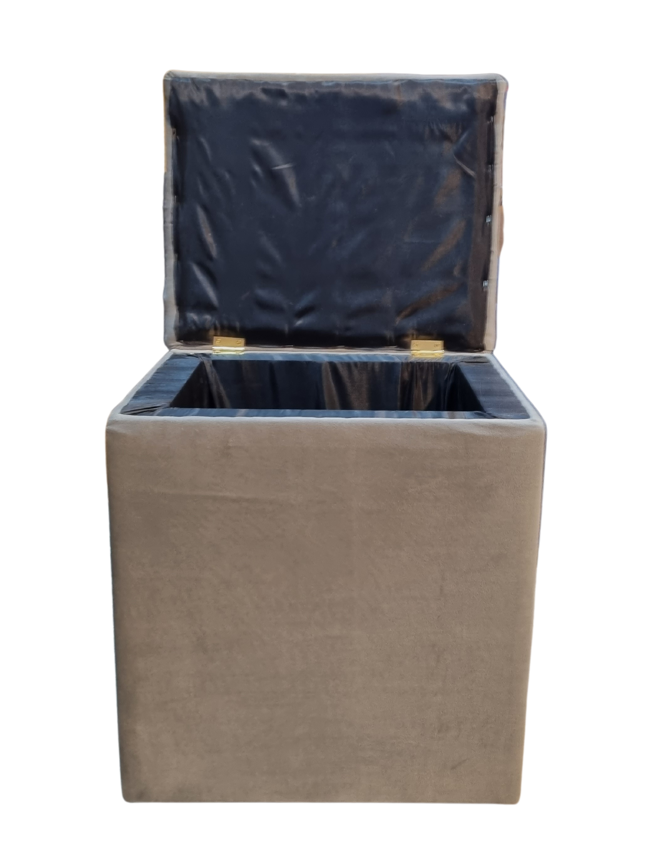 Pouf Baul Gris Felpa Botone 40x33x50 Rimar-4