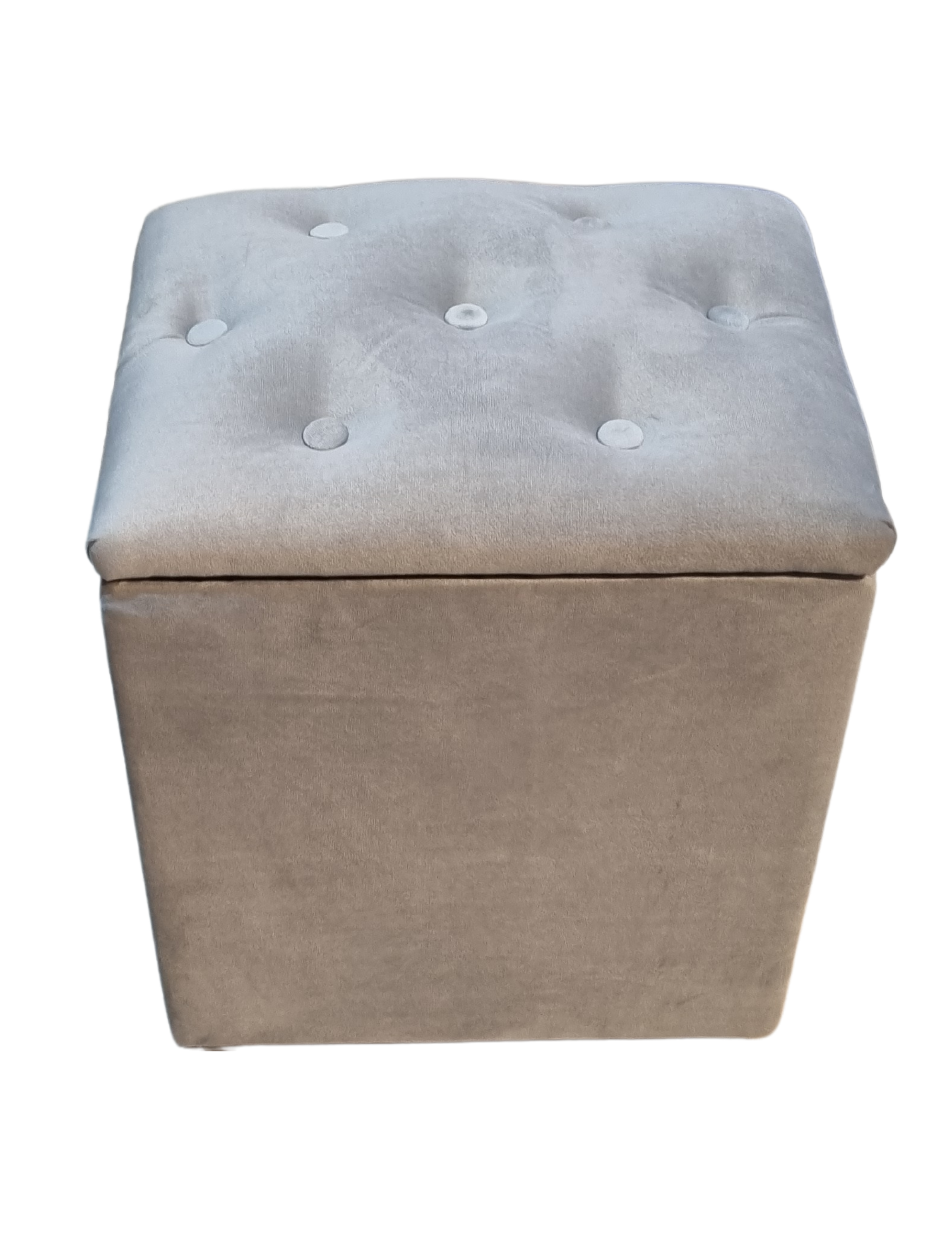 Pouf Baul Gris Felpa Botone 40x33x50 Rimar-5