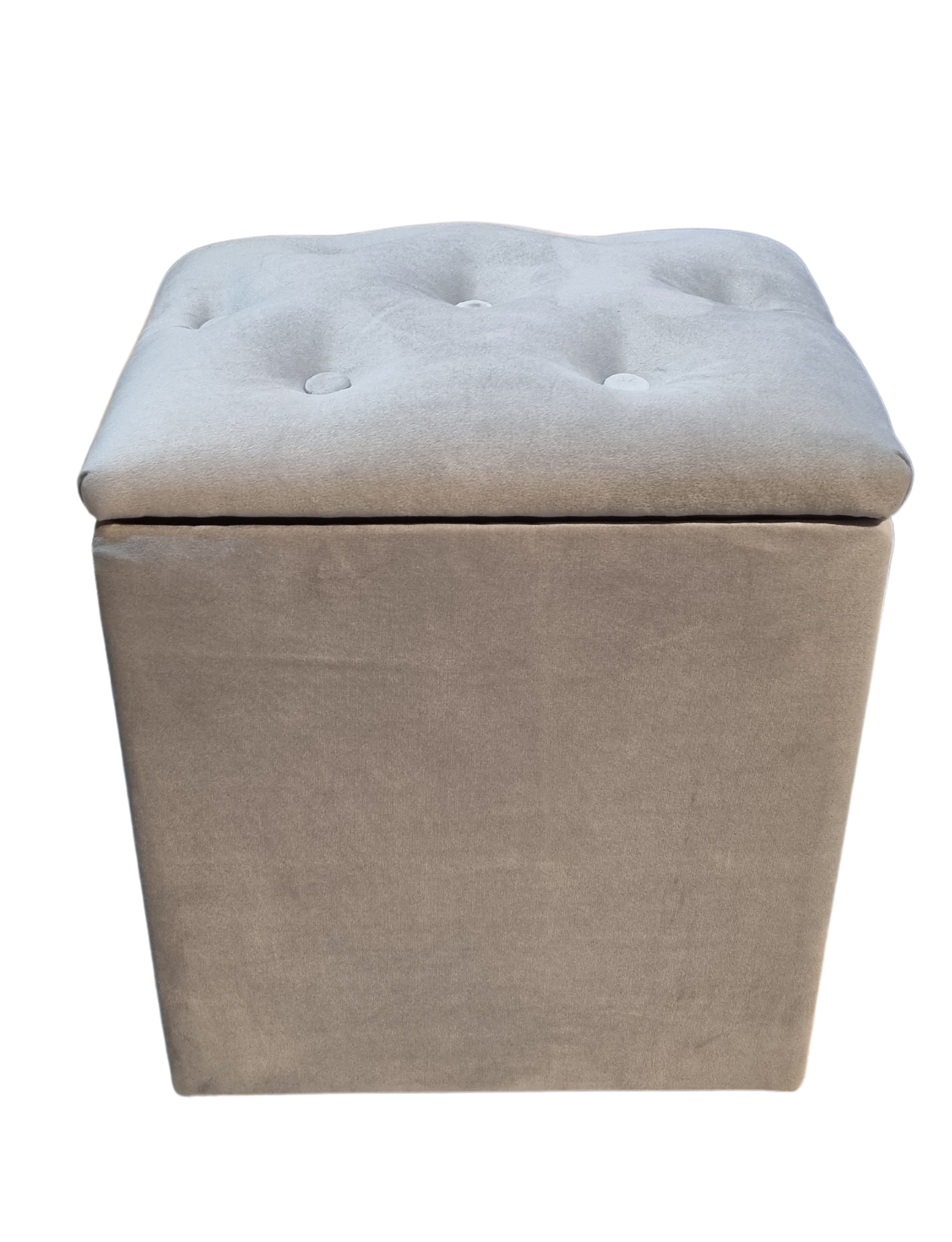 Pouf Baul Gris Felpa Botone 40x33x50 Rimar-6