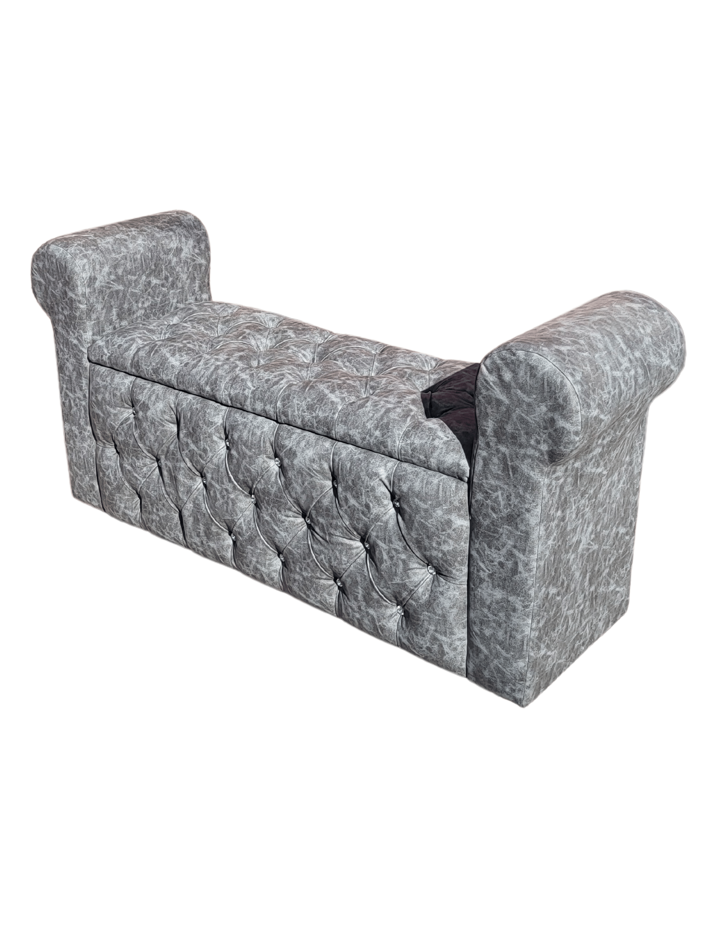 BANQUETA BAUL CAPITONE GRIS MARMOLEADO DIAMANTE ECO CUERO RIMAR-2