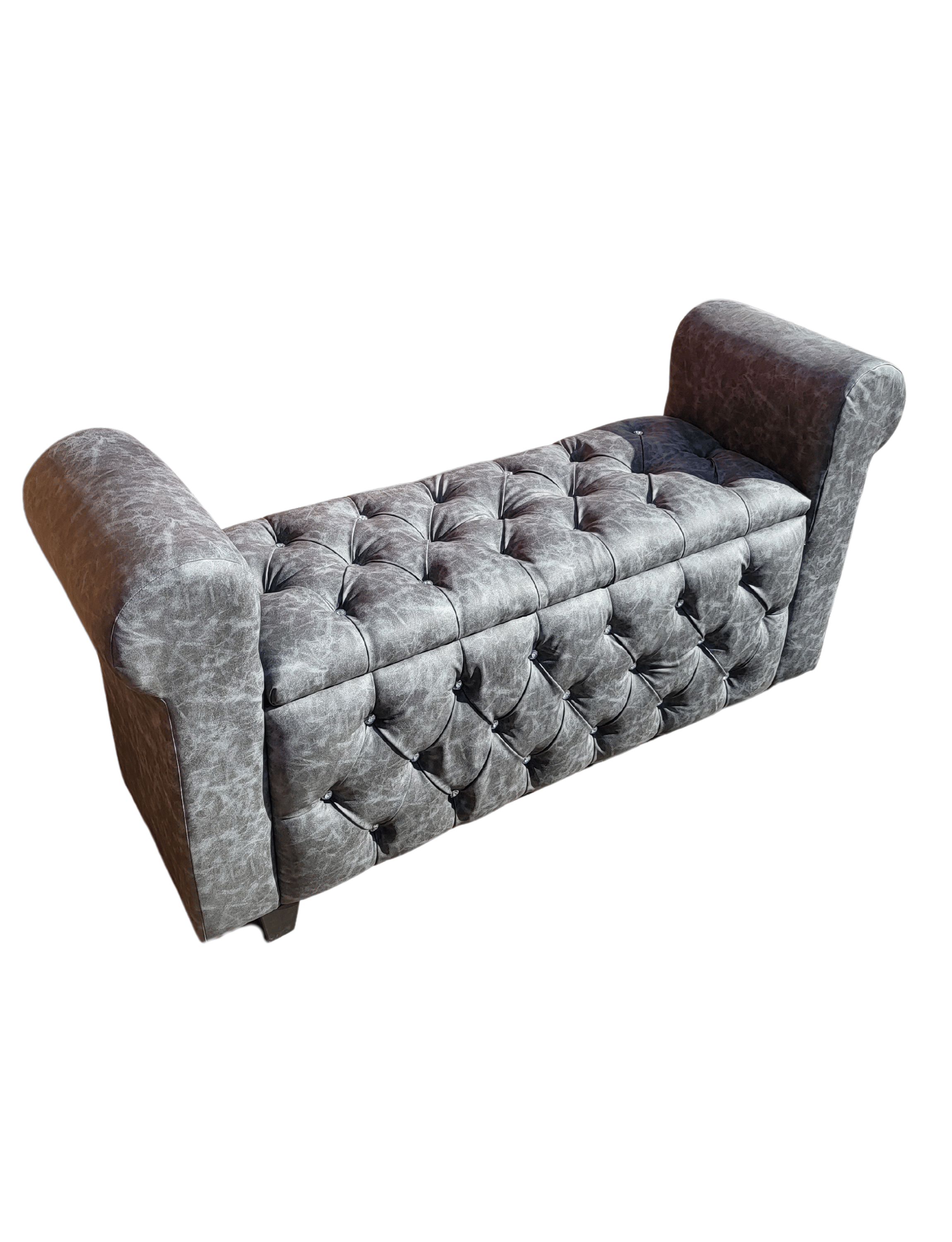 BANQUETA BAUL CAPITONE GRIS MARMOLEADO DIAMANTE ECO CUERO RIMAR-3