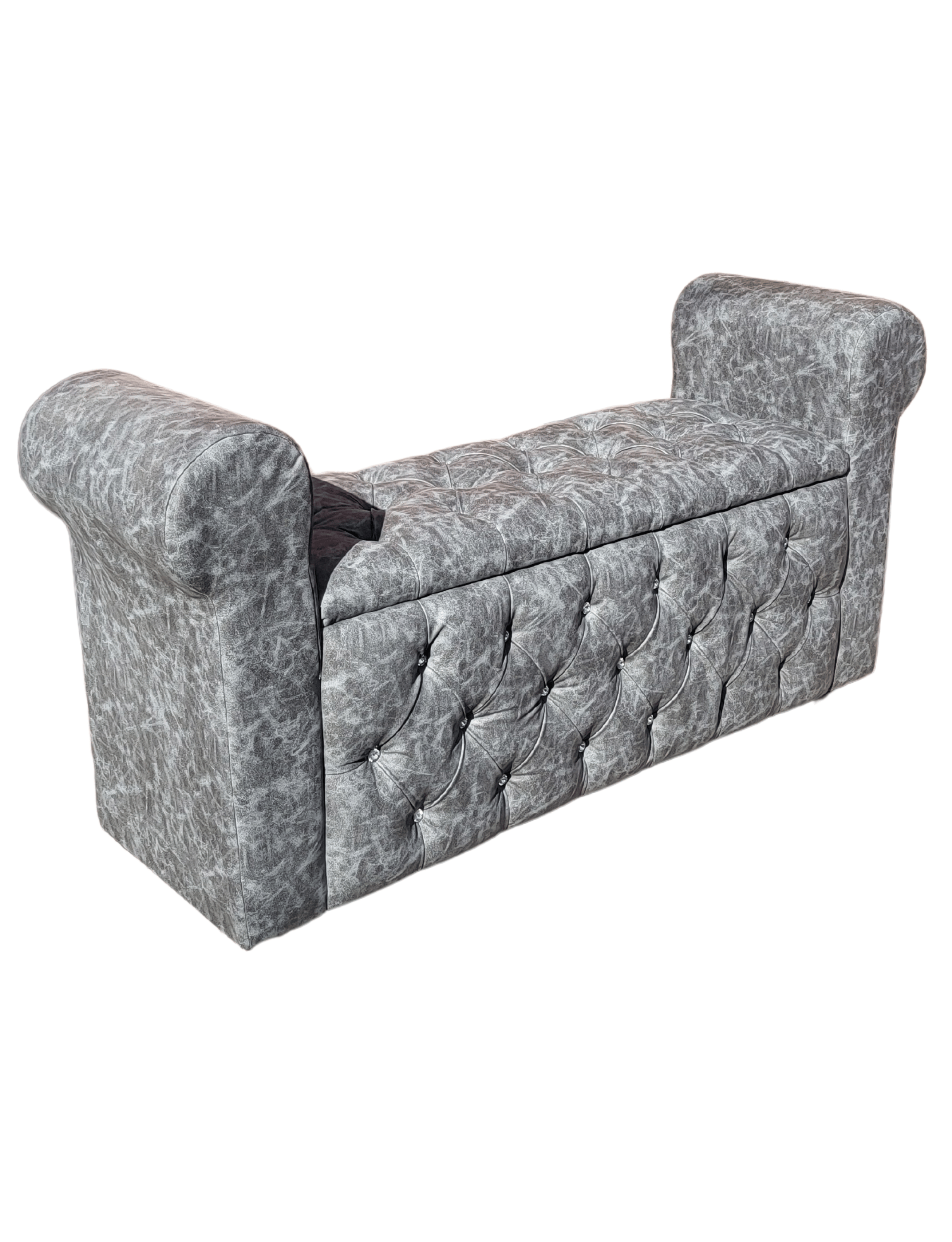 BANQUETA BAUL CAPITONE GRIS MARMOLEADO DIAMANTE ECO CUERO RIMAR-4