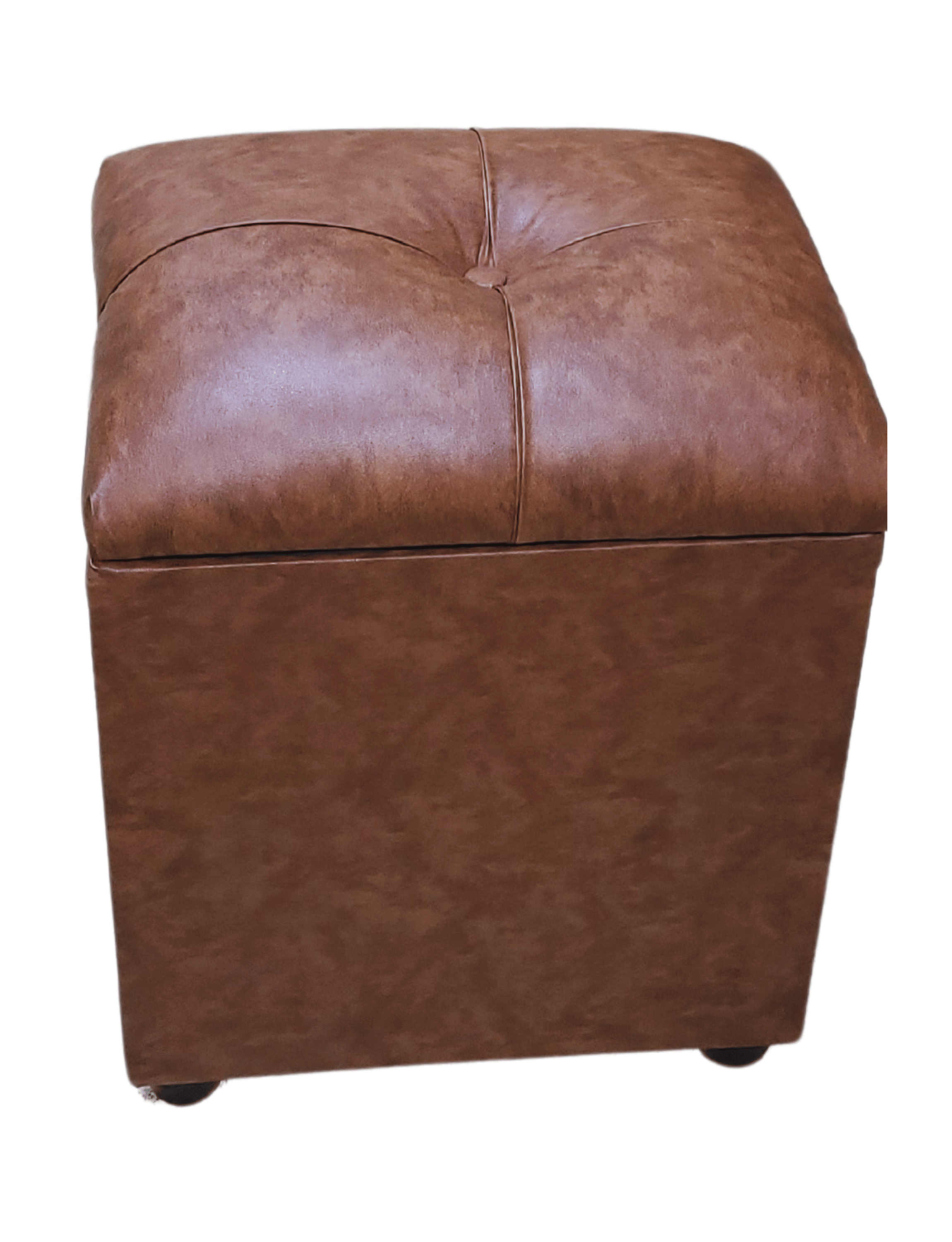 Pouf Baul Cafe Bicolor Eco Cuero 40x33x50 Rimar-3