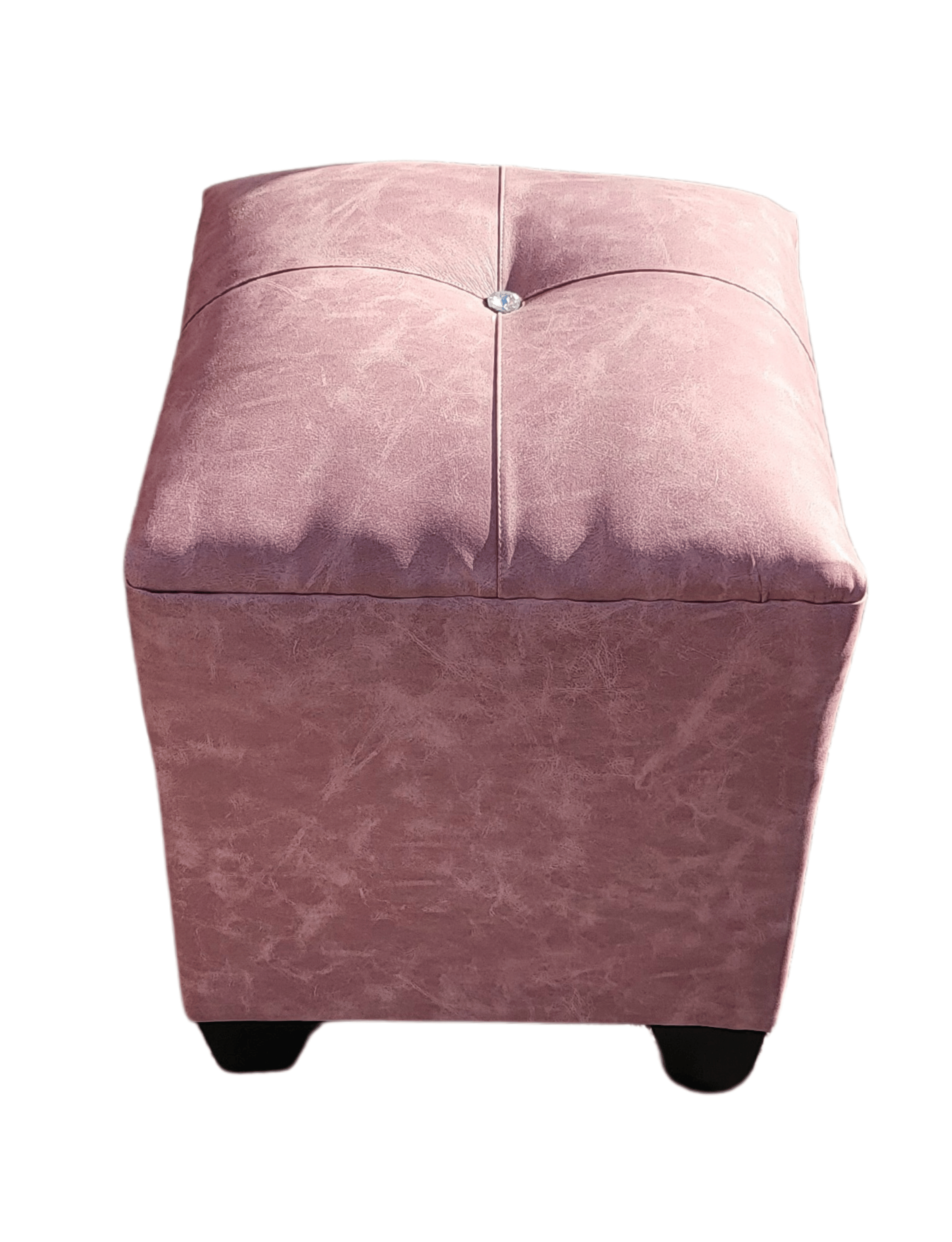 Pouf palo rosa eco cuero Botón Diamante 35x35x42 Rimar-3