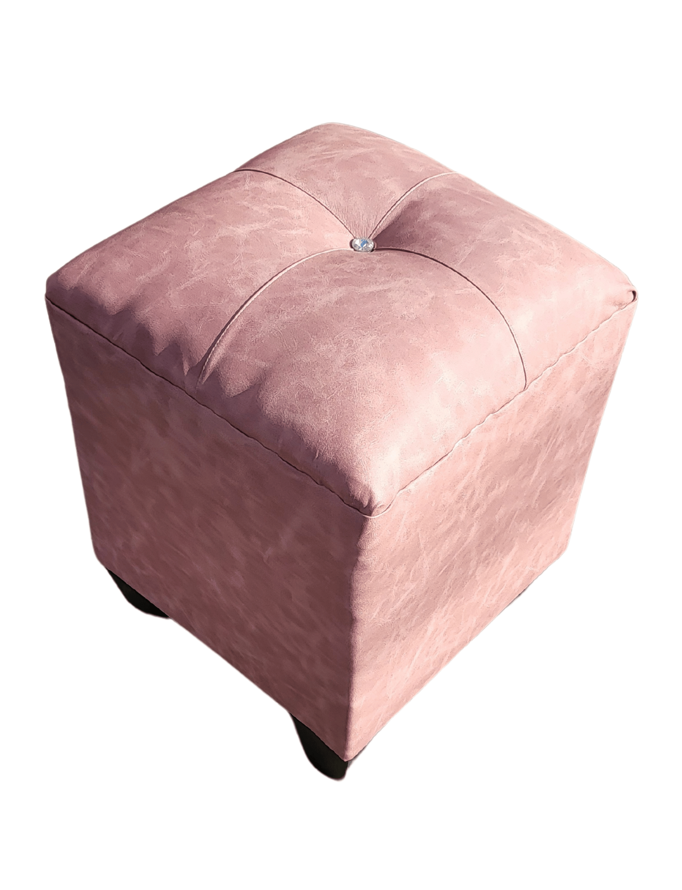 Pouf palo rosa eco cuero Botón Diamante 35x35x42 Rimar-5