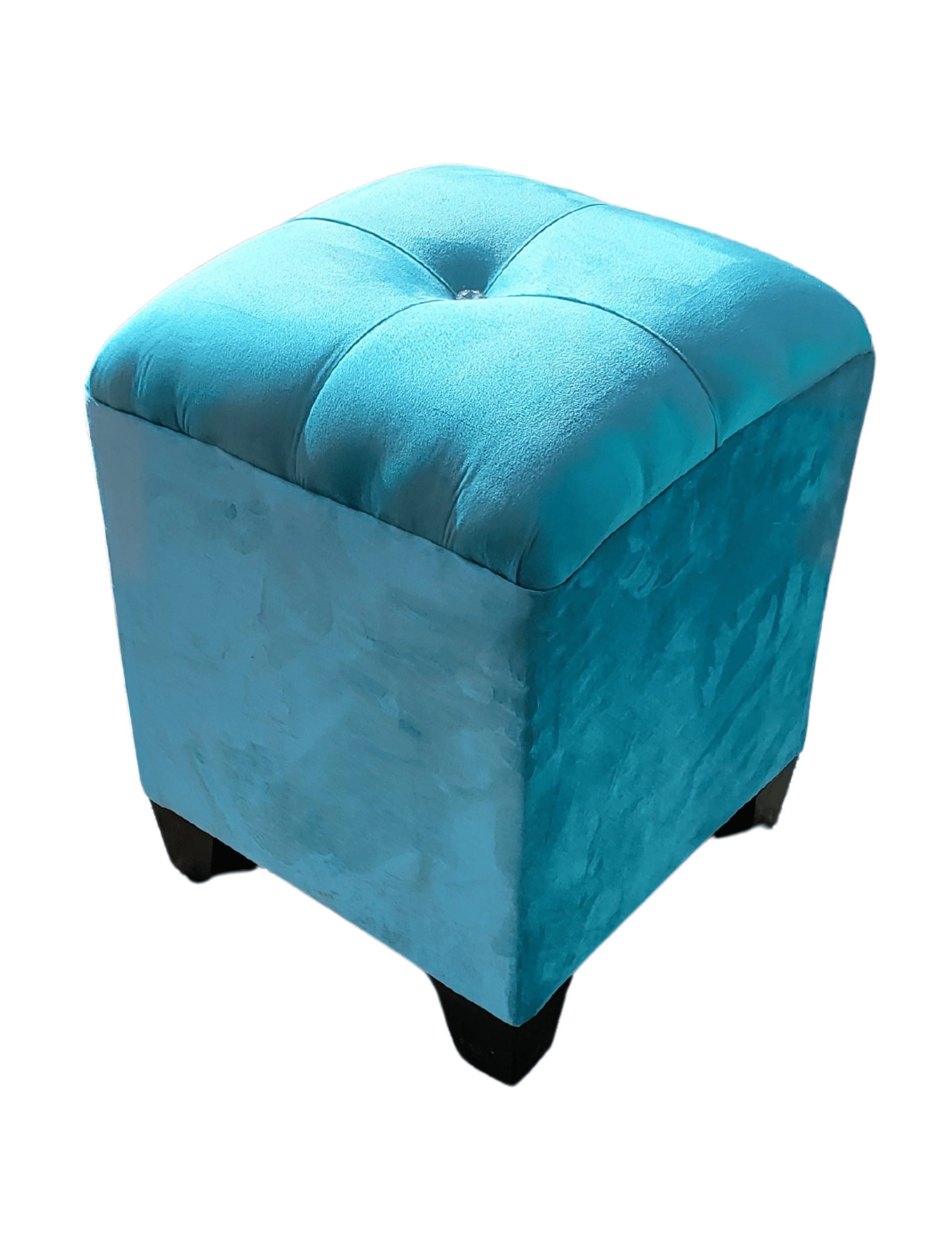 Pouf Turquesa Botón Diamante 35x35x42 Rimar-5