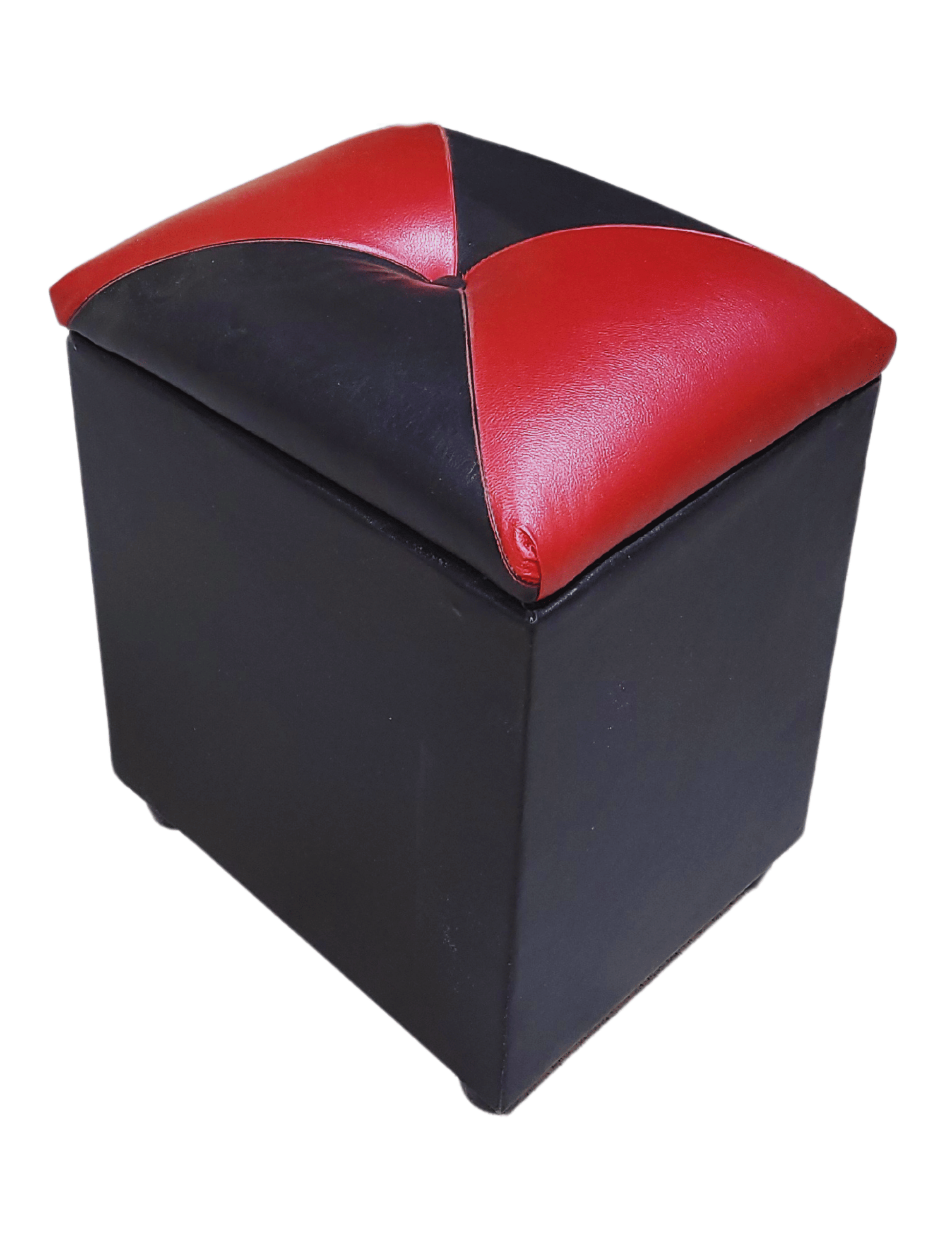 Pouf Baul Bicolor Dama Rojo Eco Cuero 40x33x50 Rimar-3