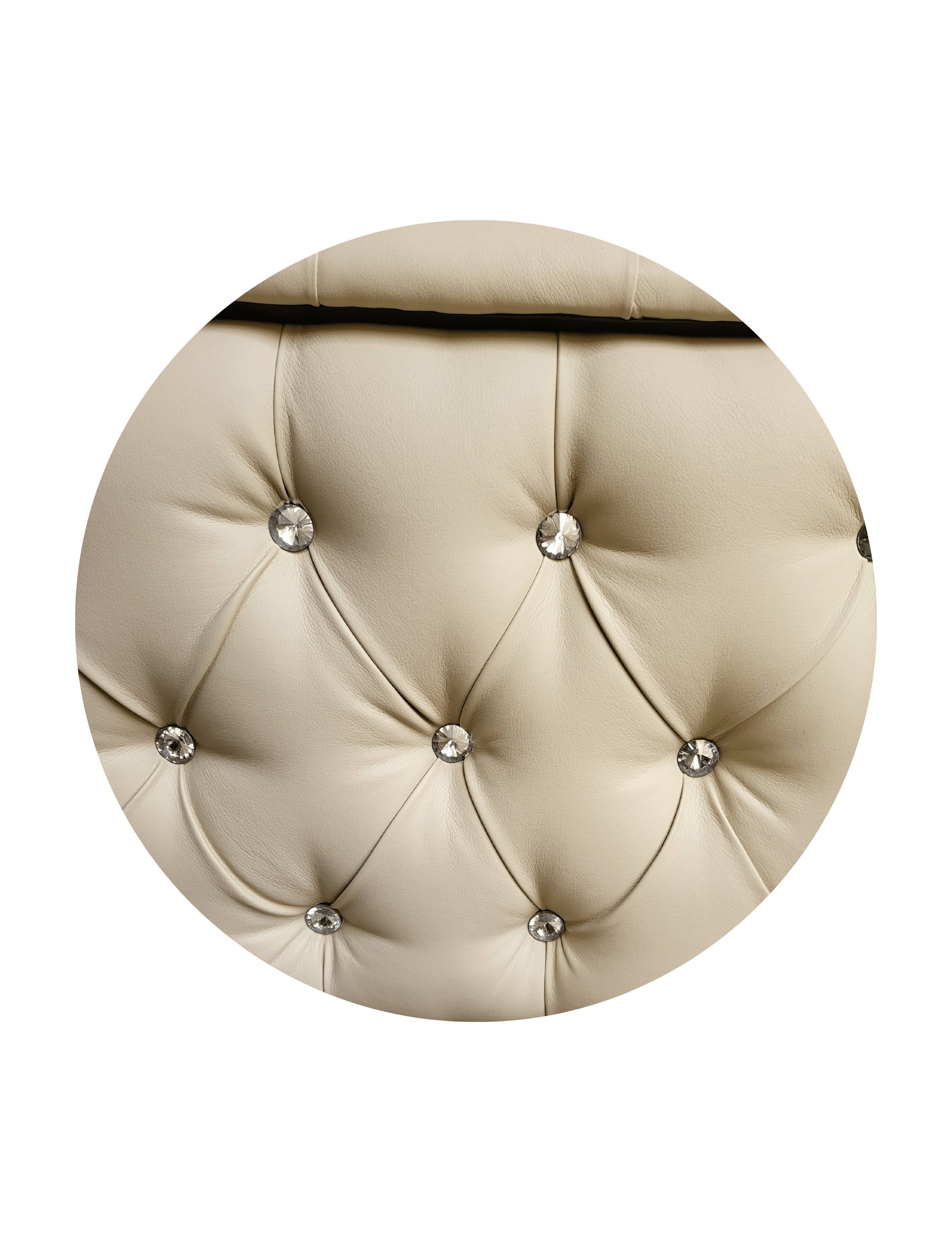 BANQUETA BAUL CON BRAZOS CUERO BEIGE  BOTON DIAMANTE -7