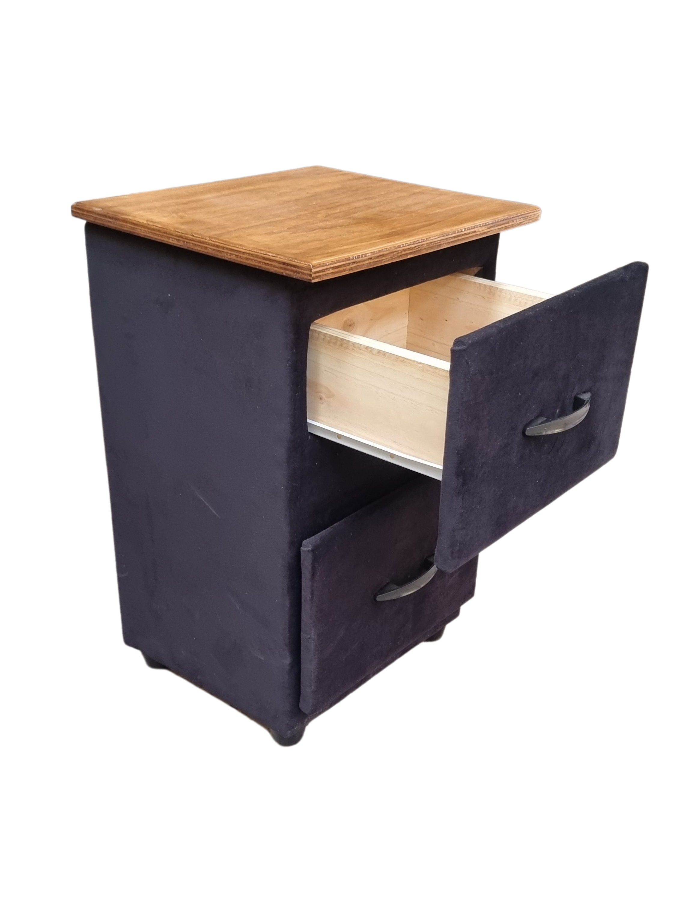 Velador Doble Cajon Negro Felpa -3