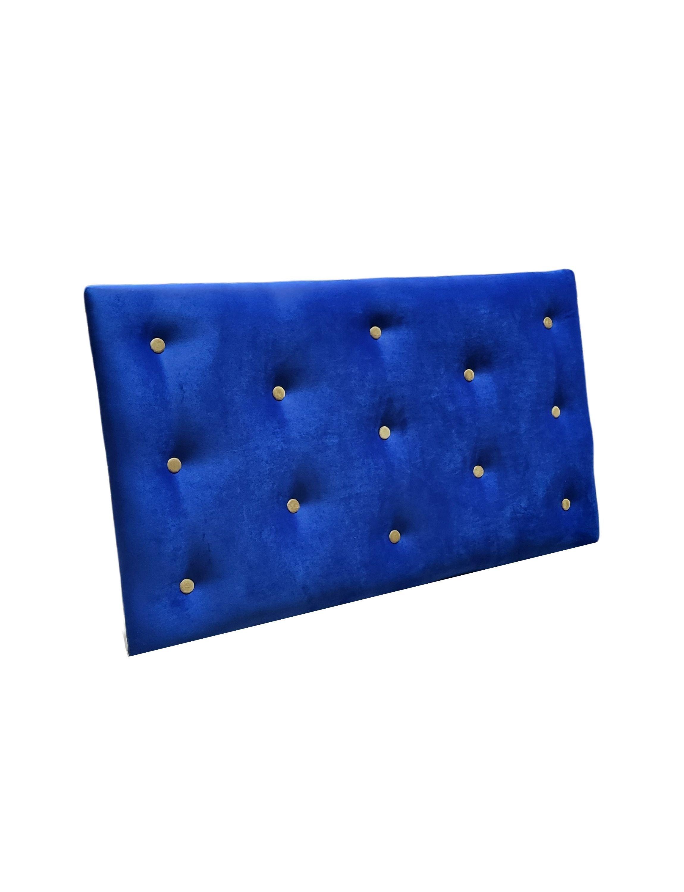 RESPALDO 1.5 PLAZAS AZUL BOTON BEIGE FELPA -2