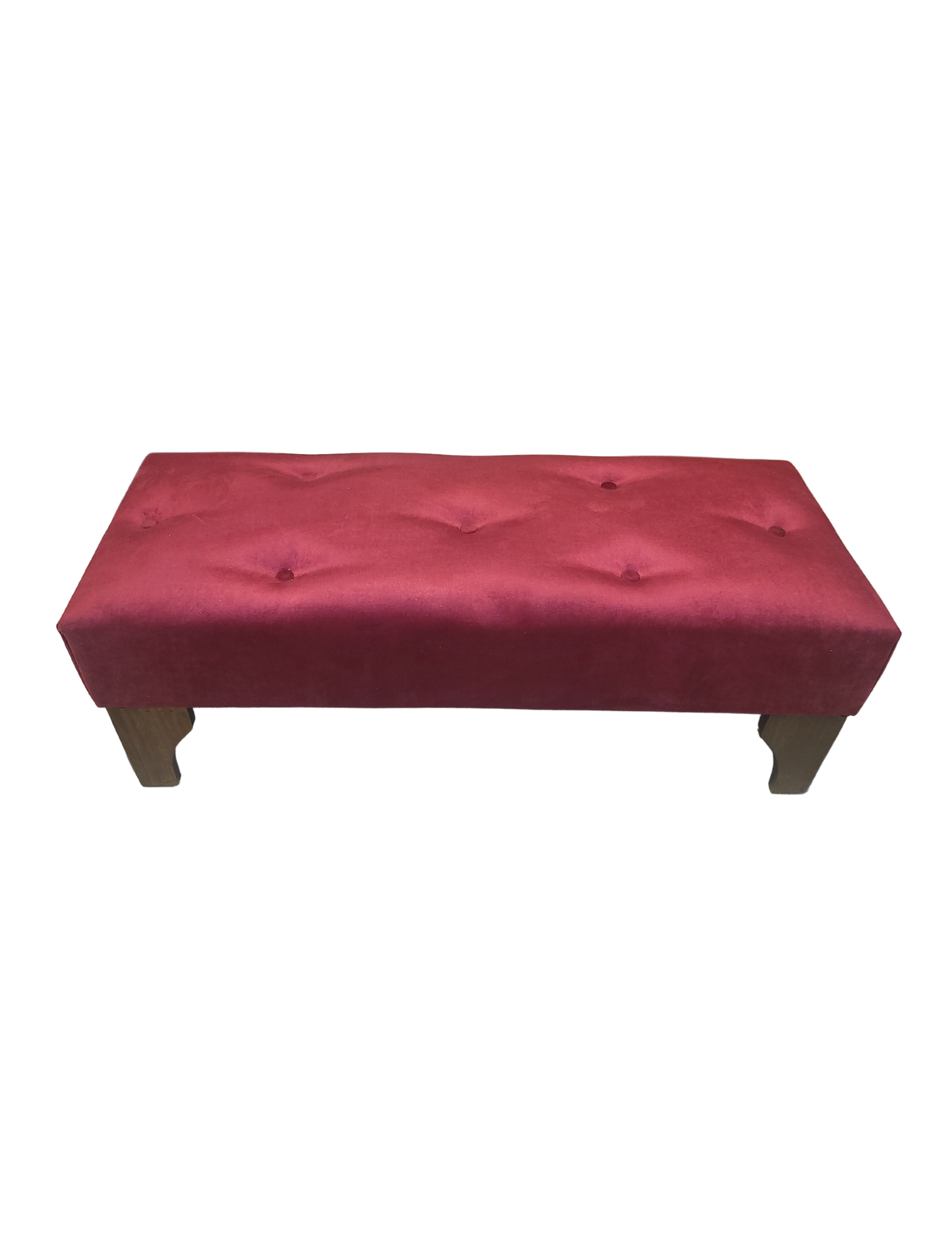 Banqueta Botone Burdeo Felpa Muebles Rimar-3