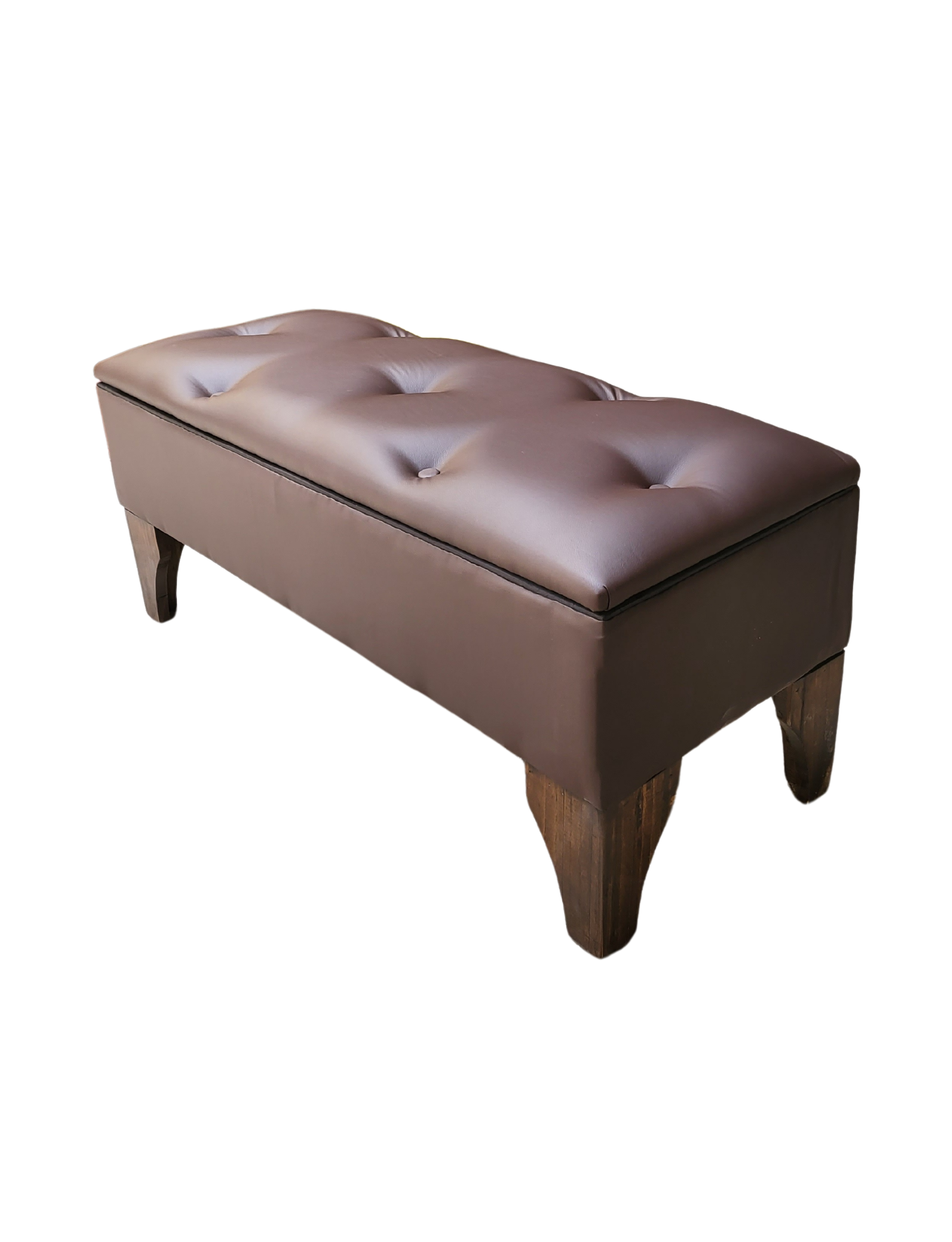 Banqueta  Baúl Botone Chocolate Eco Cuero Rimar-3