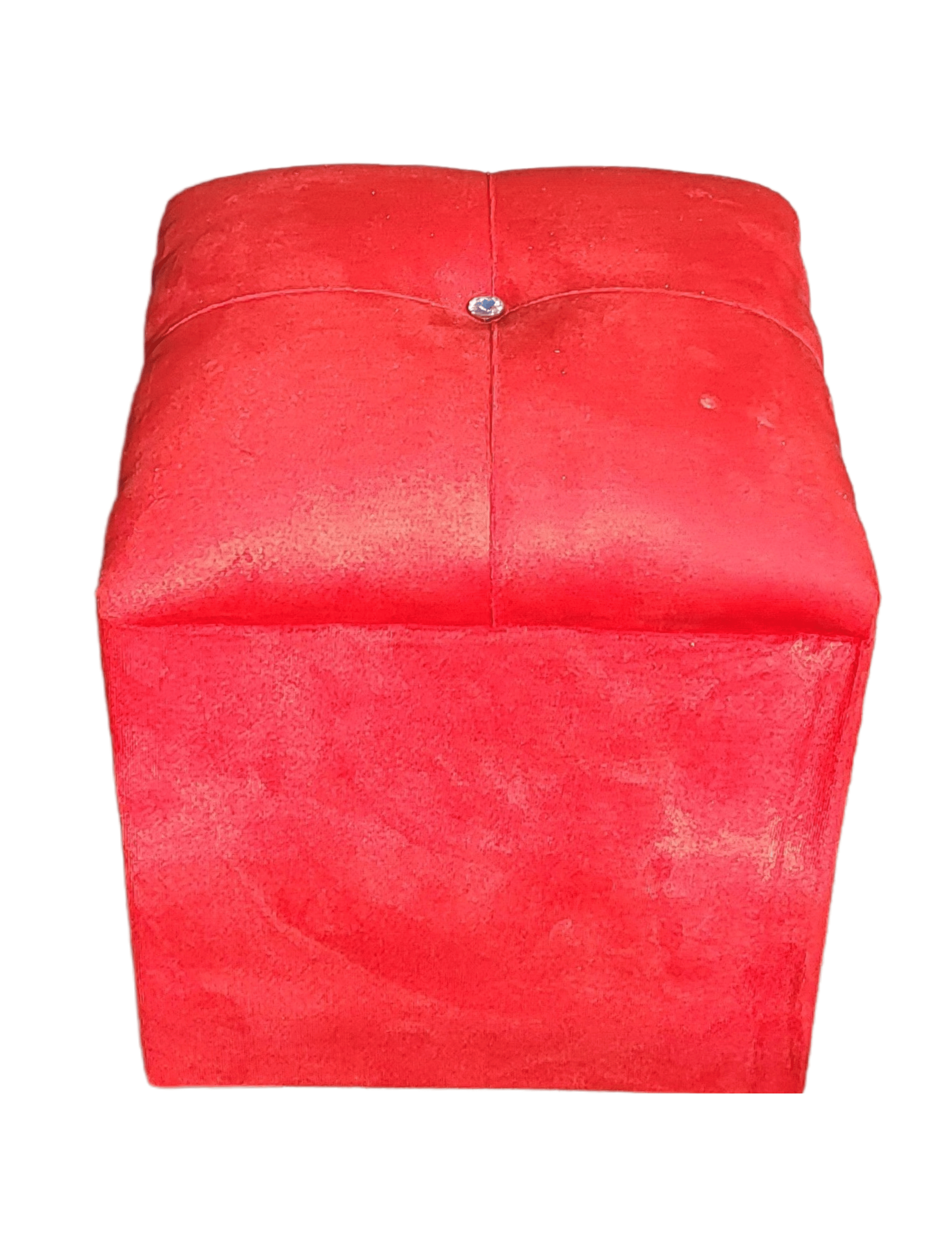 Pouf Rojo Botón Diamante 35x35x42 Rimar-3