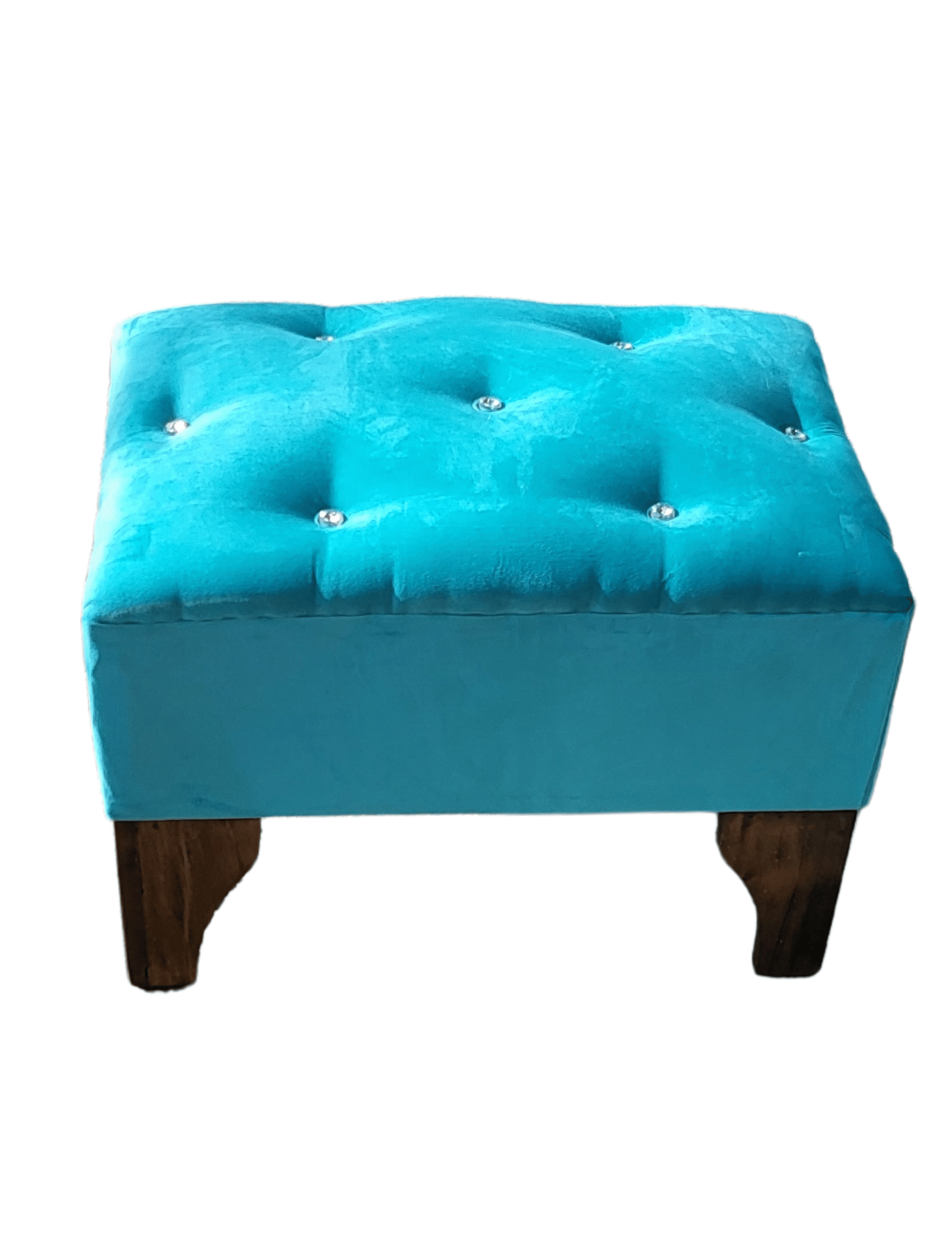 Banqueta Botón Diamante turquesa Felpa 60x40x40 Rimar-2