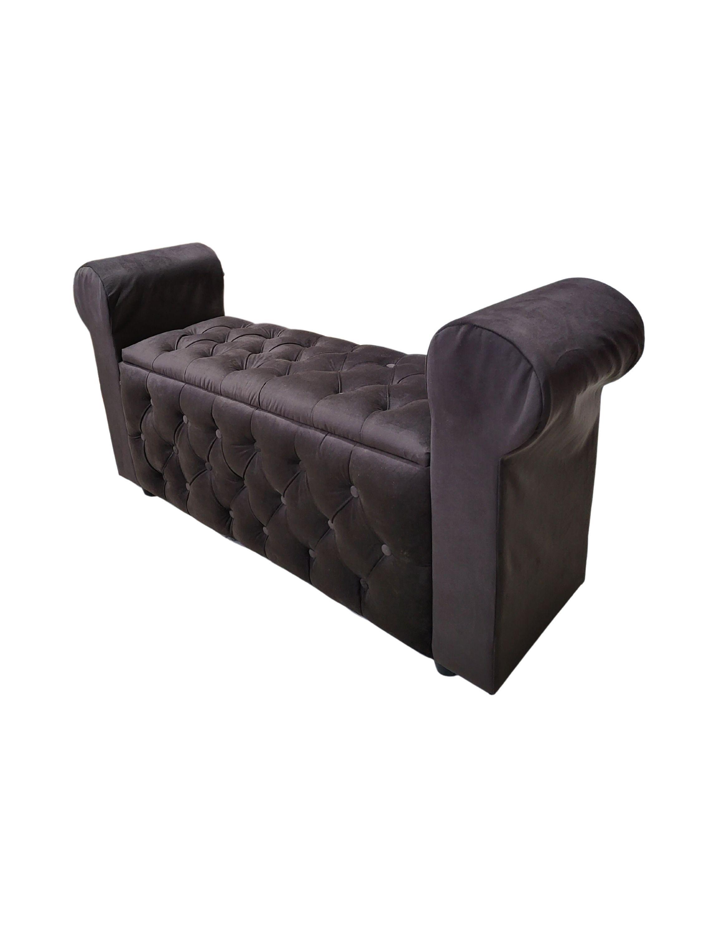 BANQUETA BAUL CON BRAZO CHOCOLATE FELPA -5