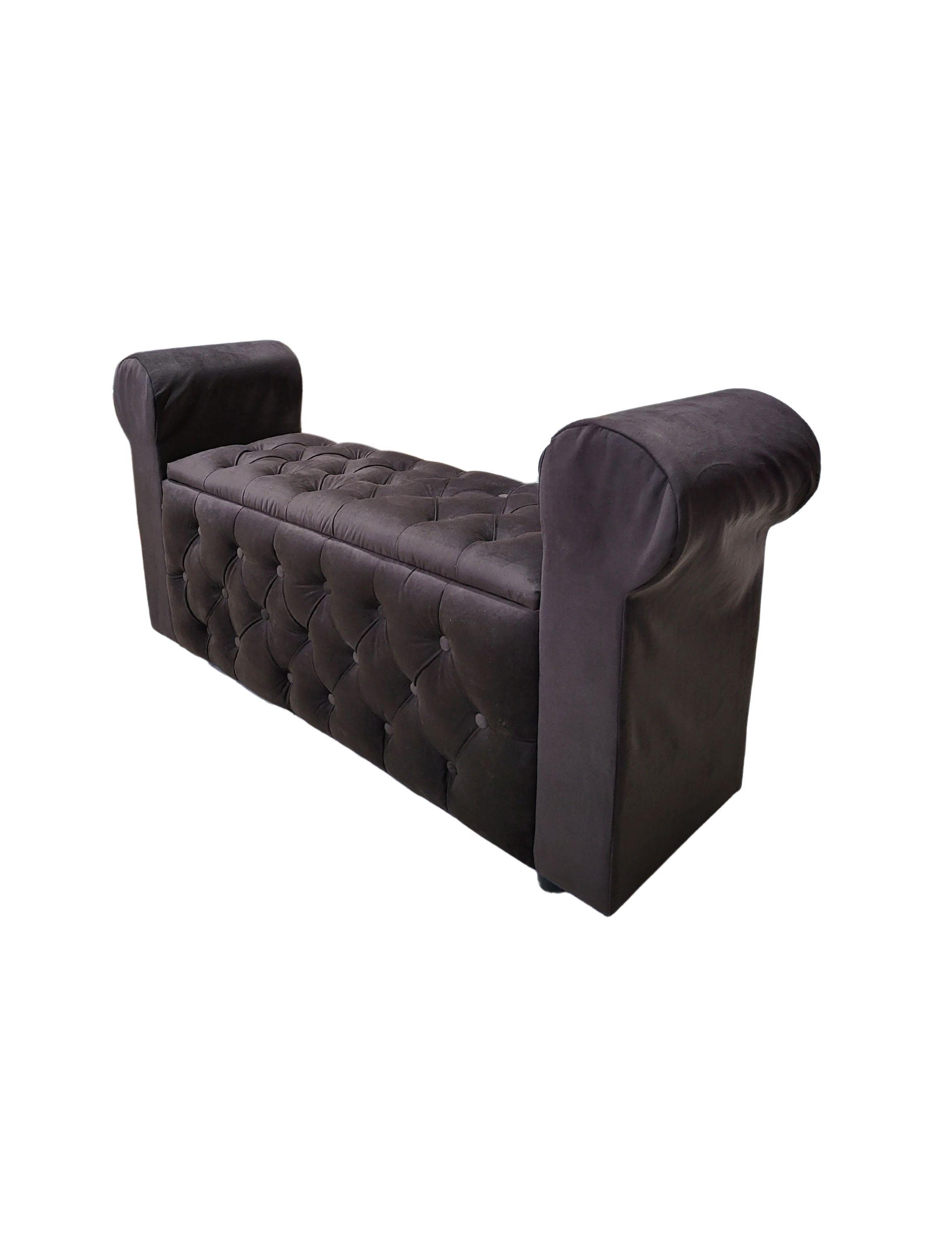 BANQUETA BAUL CON BRAZO CHOCOLATE FELPA -2