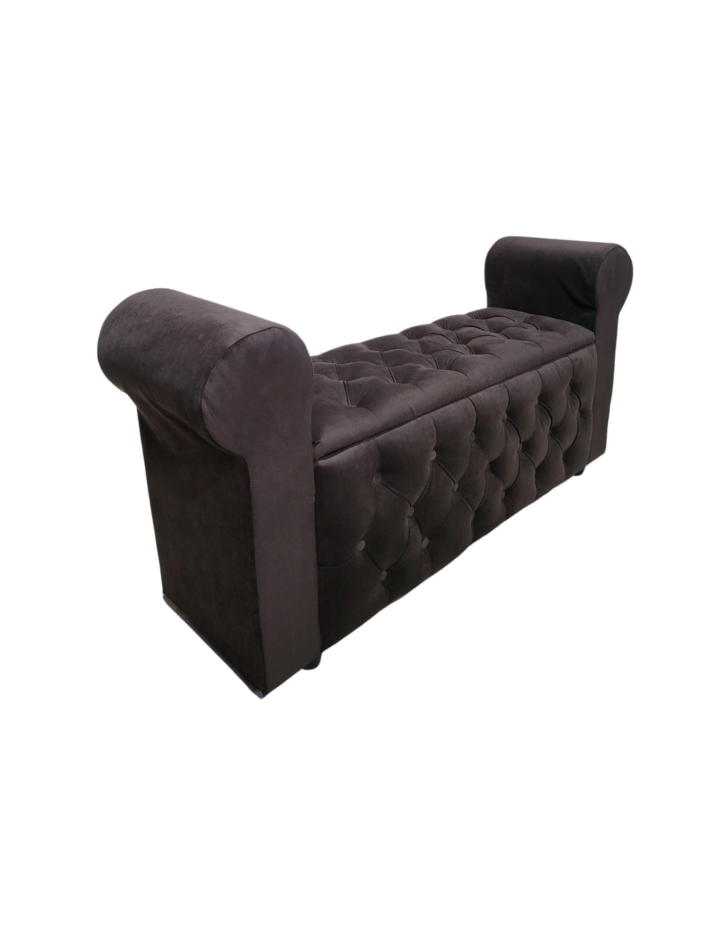 BANQUETA BAUL CON BRAZO CHOCOLATE FELPA -6
