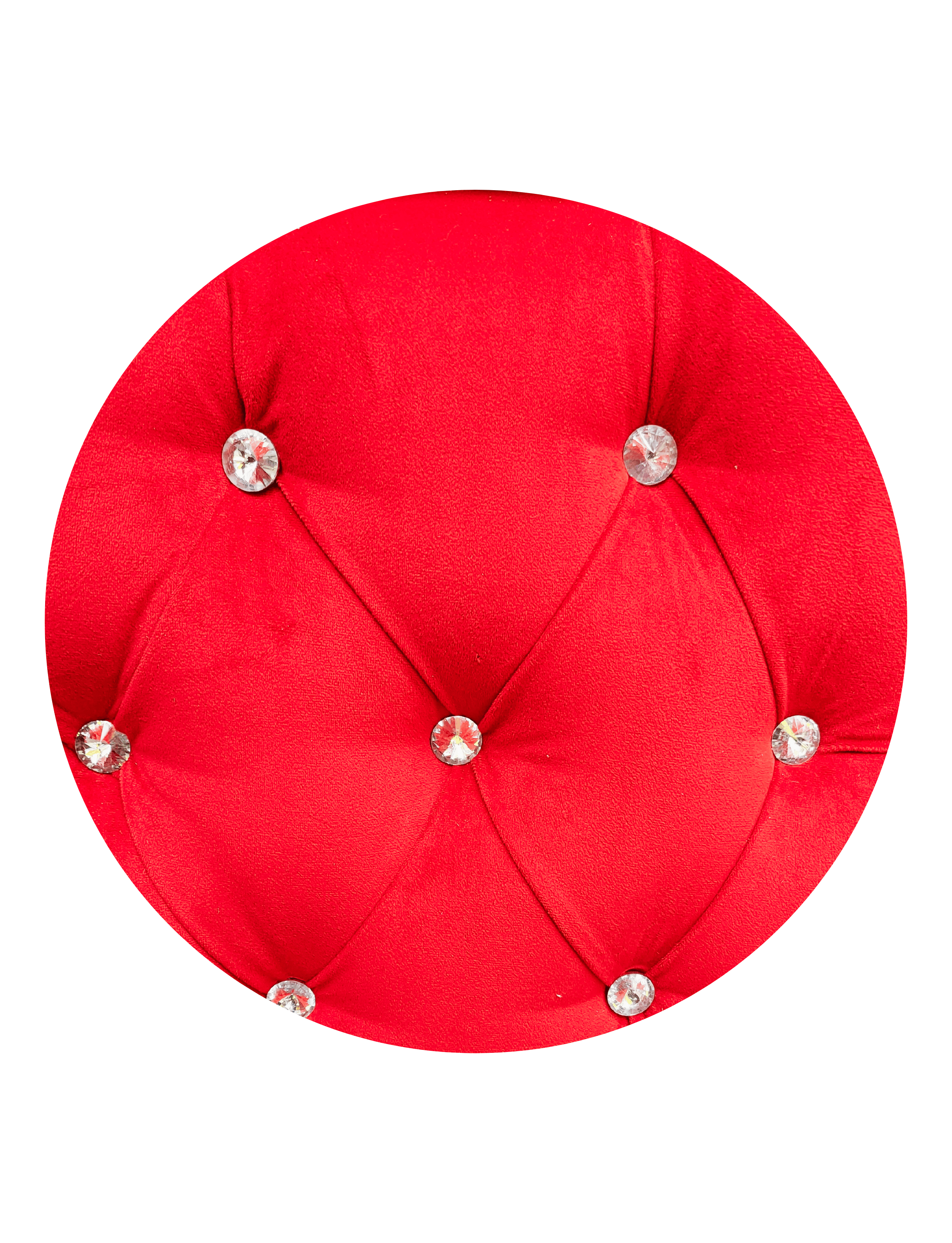 BANQUETA BAUL CON BRAZOS FELPA ROJO BOTON DIAMANTE -4