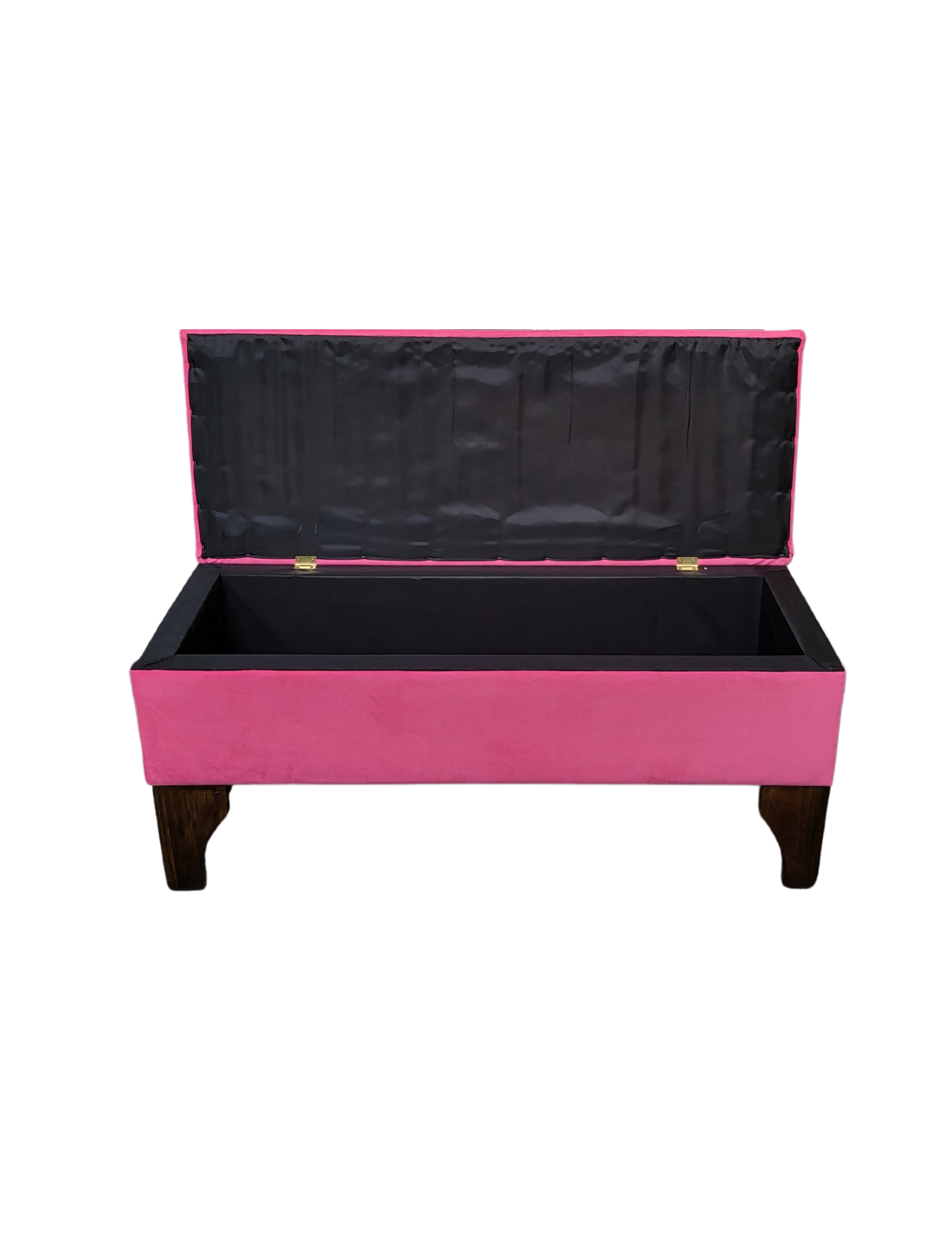 Banqueta Baul Botoné Rosado Diamante Felpa-6