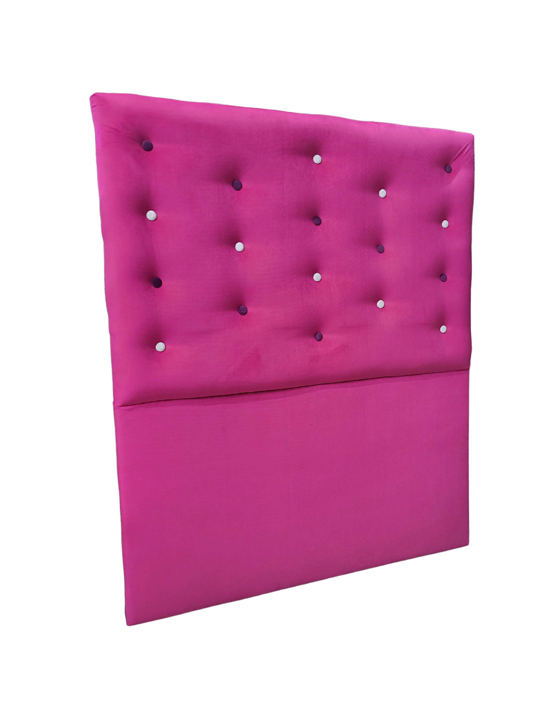 RESPALDO A PISO 1.5 PLAZAS FUCSIA BOTON BLANCO Y MORADO FELPA-1