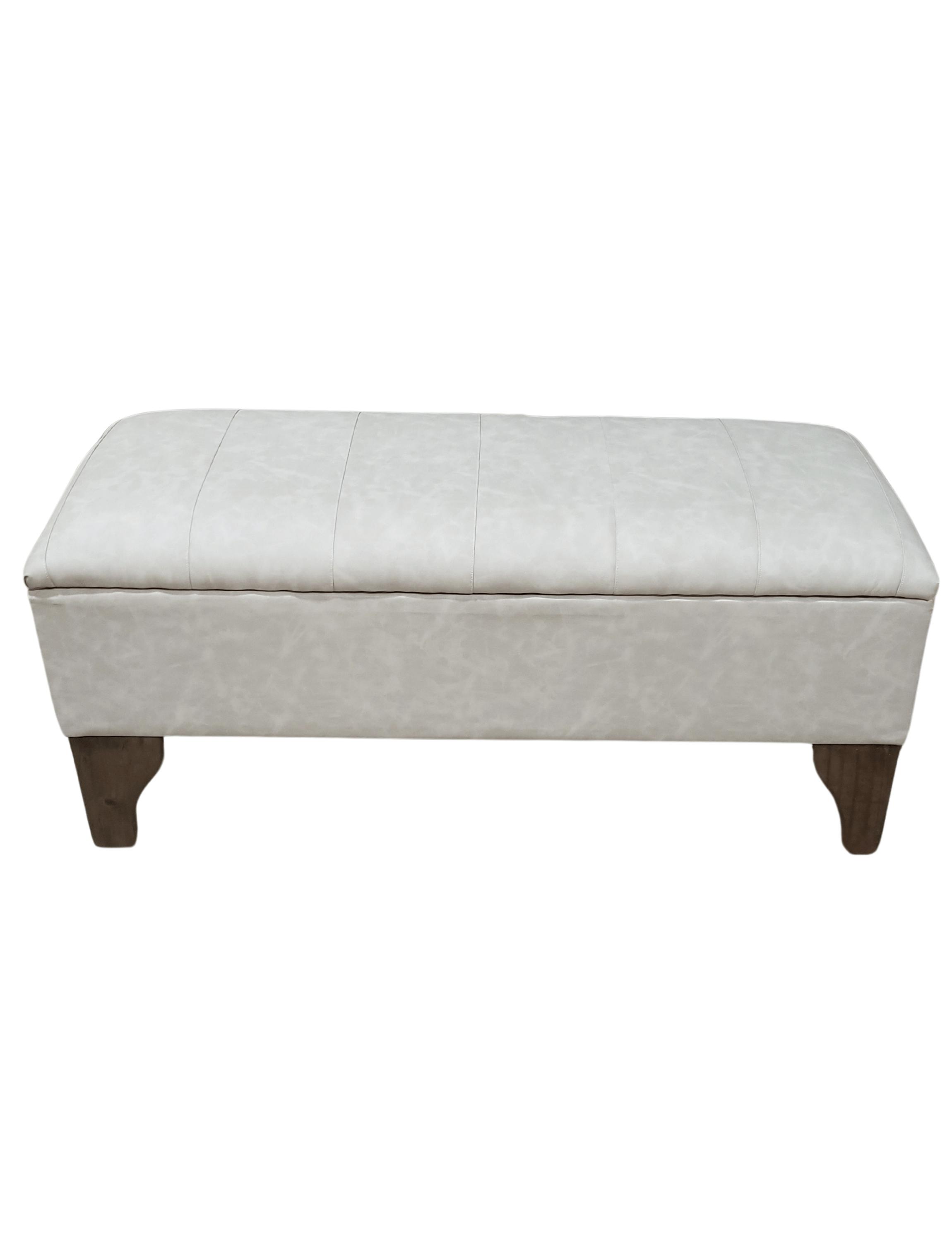 Banqueta Baúl tipo Tubular Eco Cuero beige jaspeado 105x40x45x20 Rimar-2