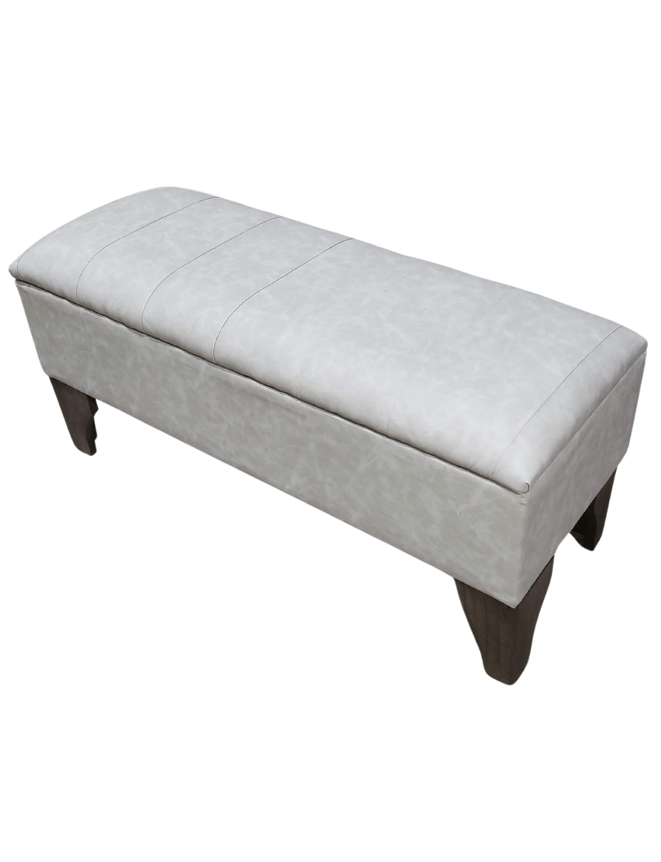 Banqueta Baúl tipo Tubular Eco Cuero beige jaspeado 105x40x45x20 Rimar-3