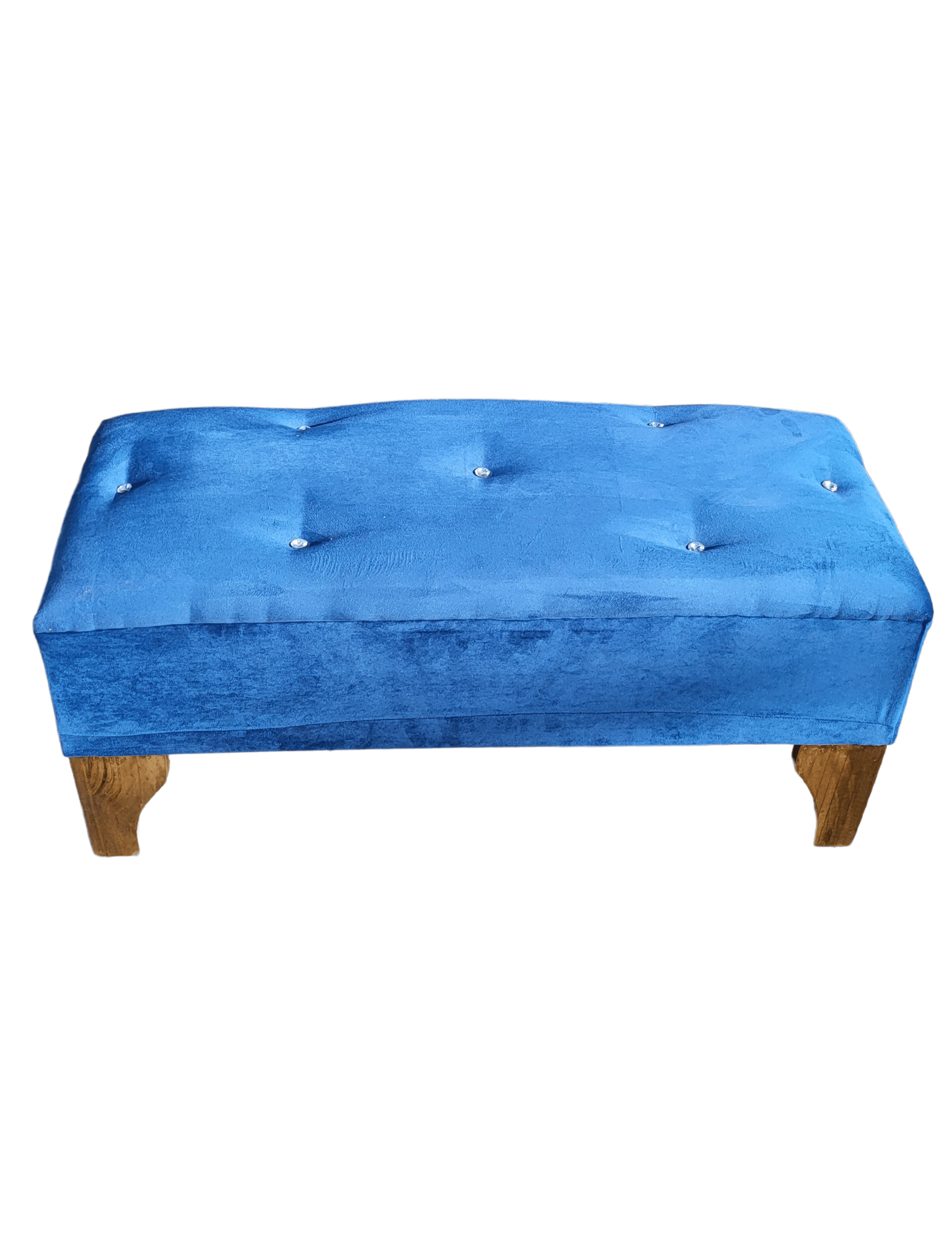 Banqueta Botón Azul Marino Felpa 100x40x40 Rimar-2