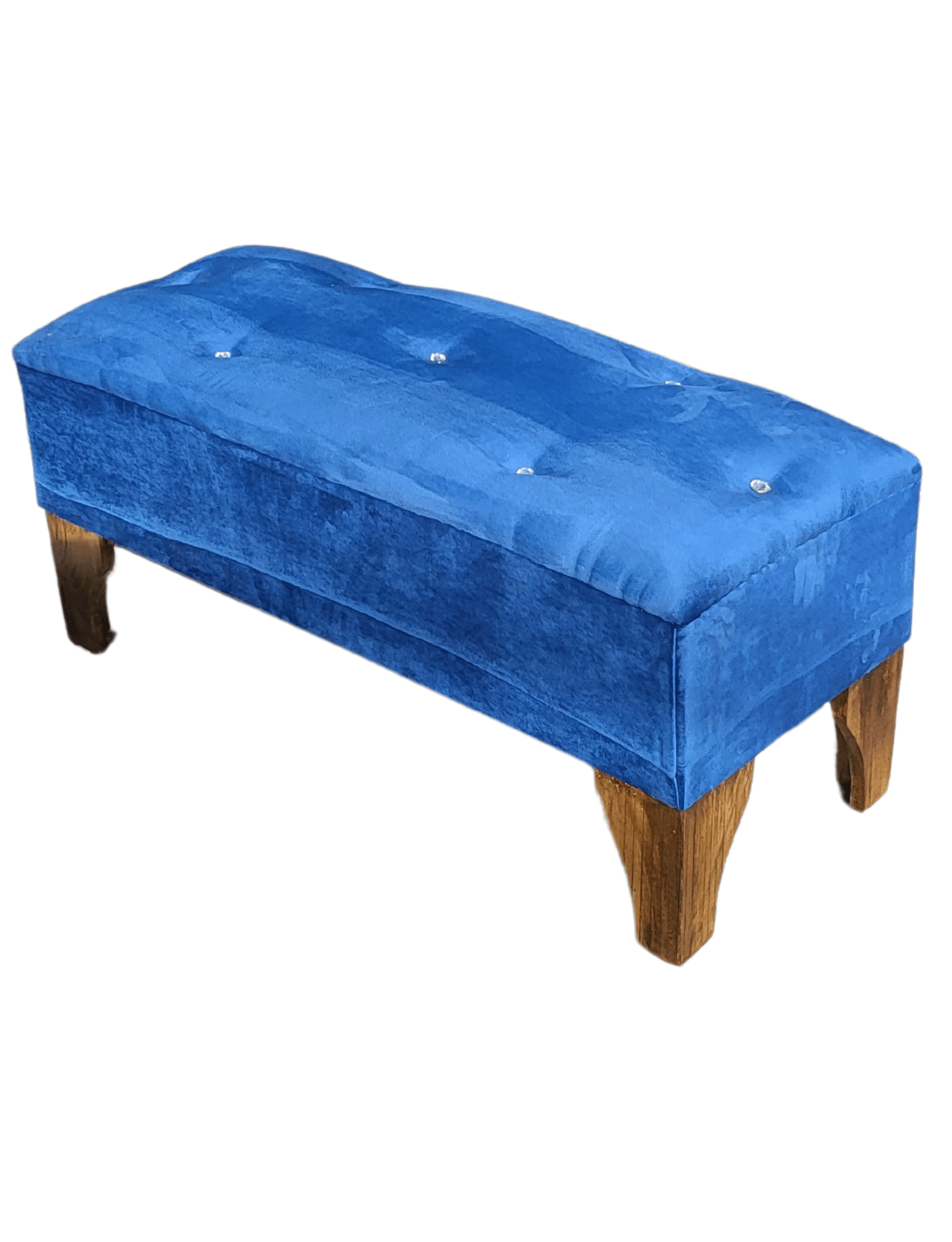Banqueta Botón Azul Marino Felpa 100x40x40 Rimar-3
