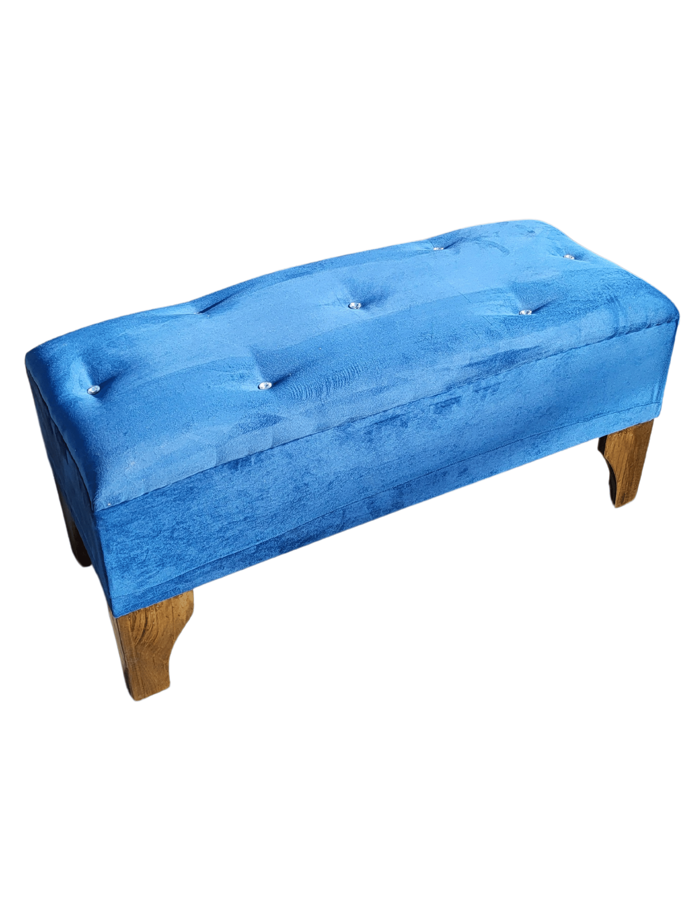 Banqueta Botón Azul Marino Felpa 100x40x40 Rimar-4