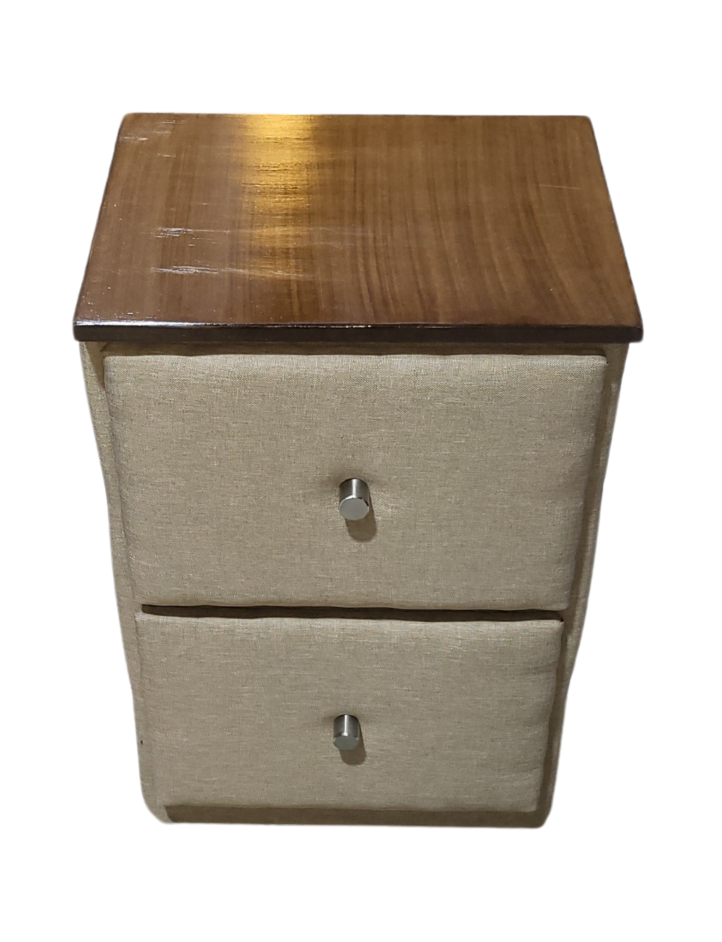 Veladores Doble Cajón Beige Lino Muebles Rimar-4