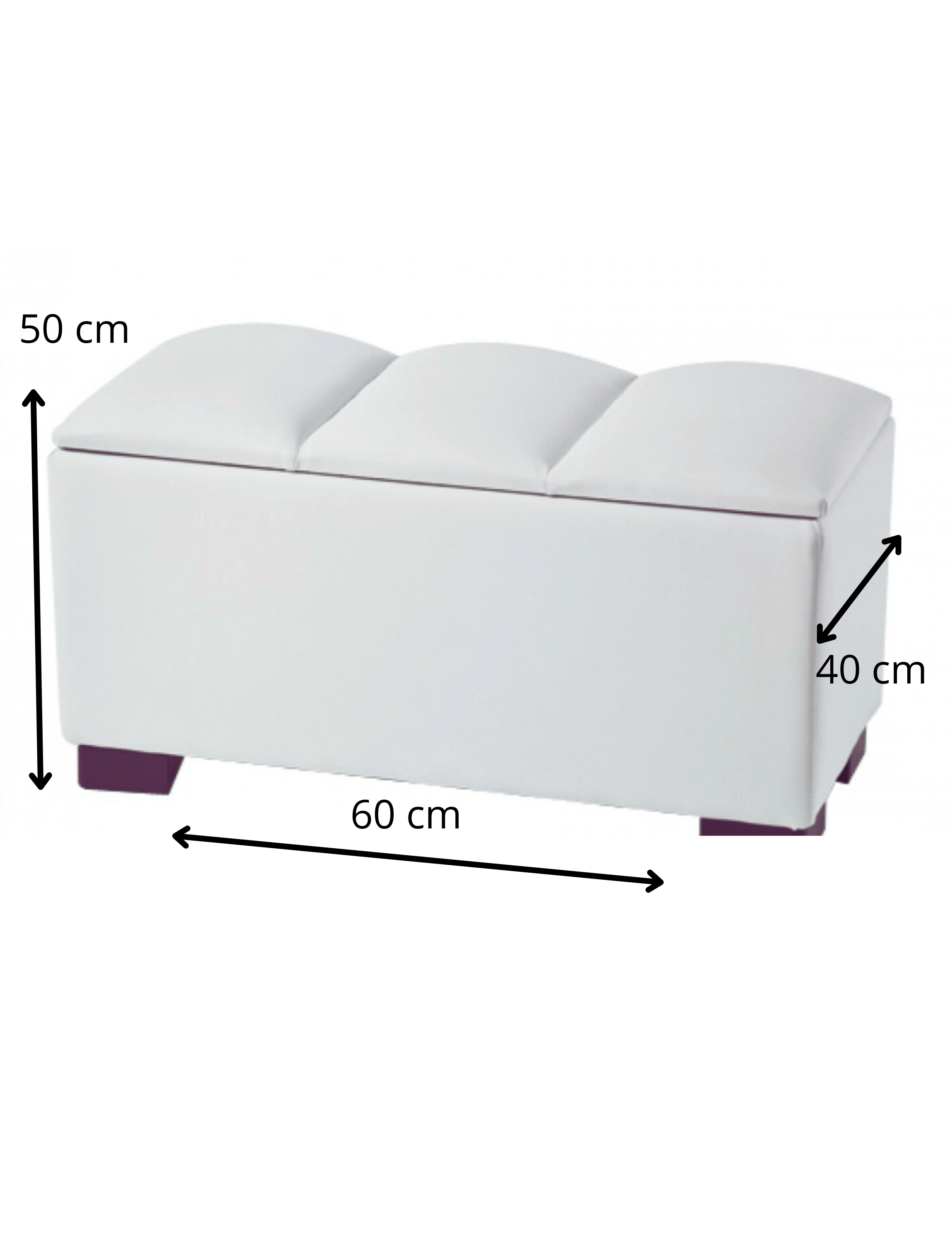 Banqueta Baul Ledy Crudo En Eco Cuero 60x40x45x20 Rimar-2