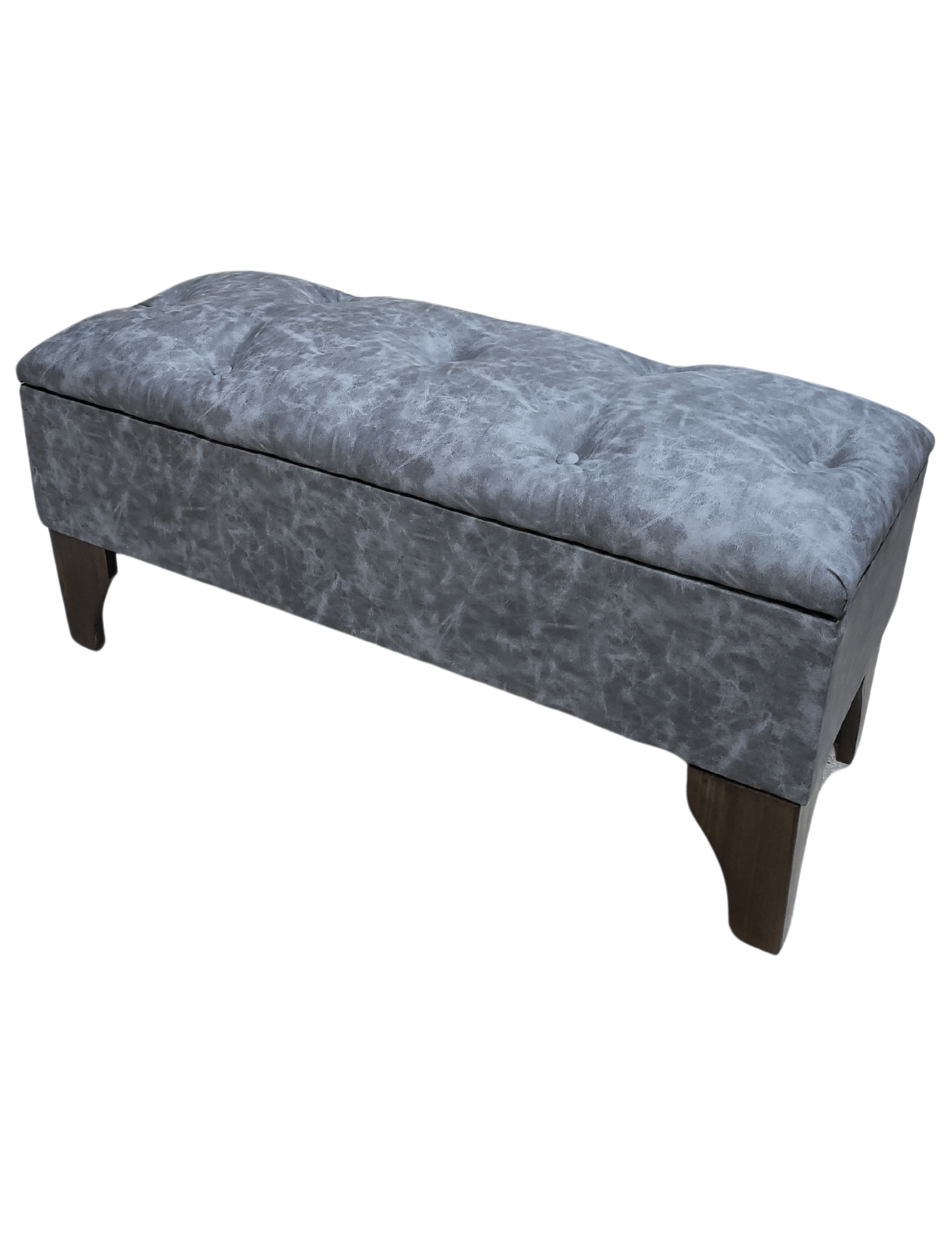 Baúl Botone Gris Marmoleado Eco Cuero Rimar 105x40x45x20-3