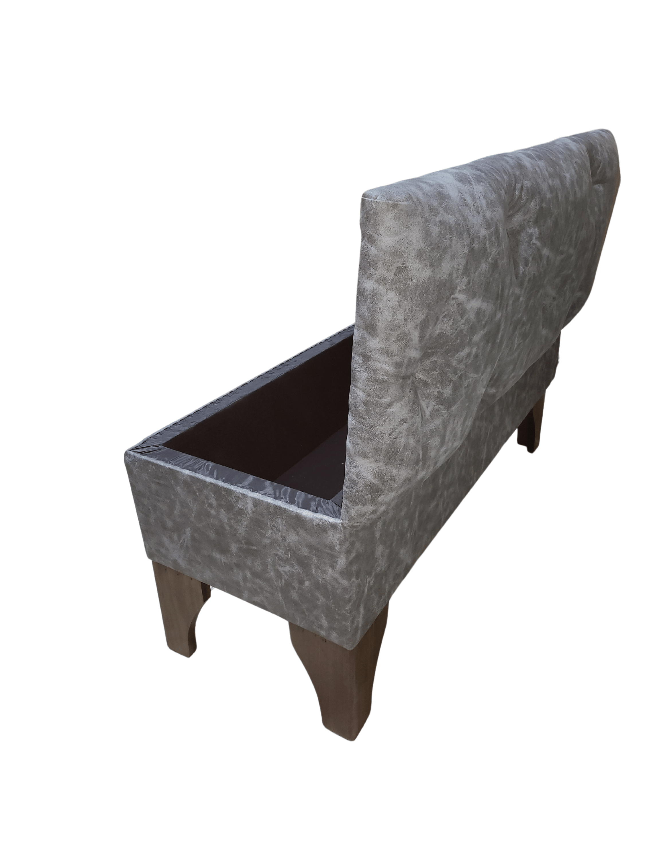 Baúl Botone Gris Marmoleado Eco Cuero Rimar 105x40x45x20-4