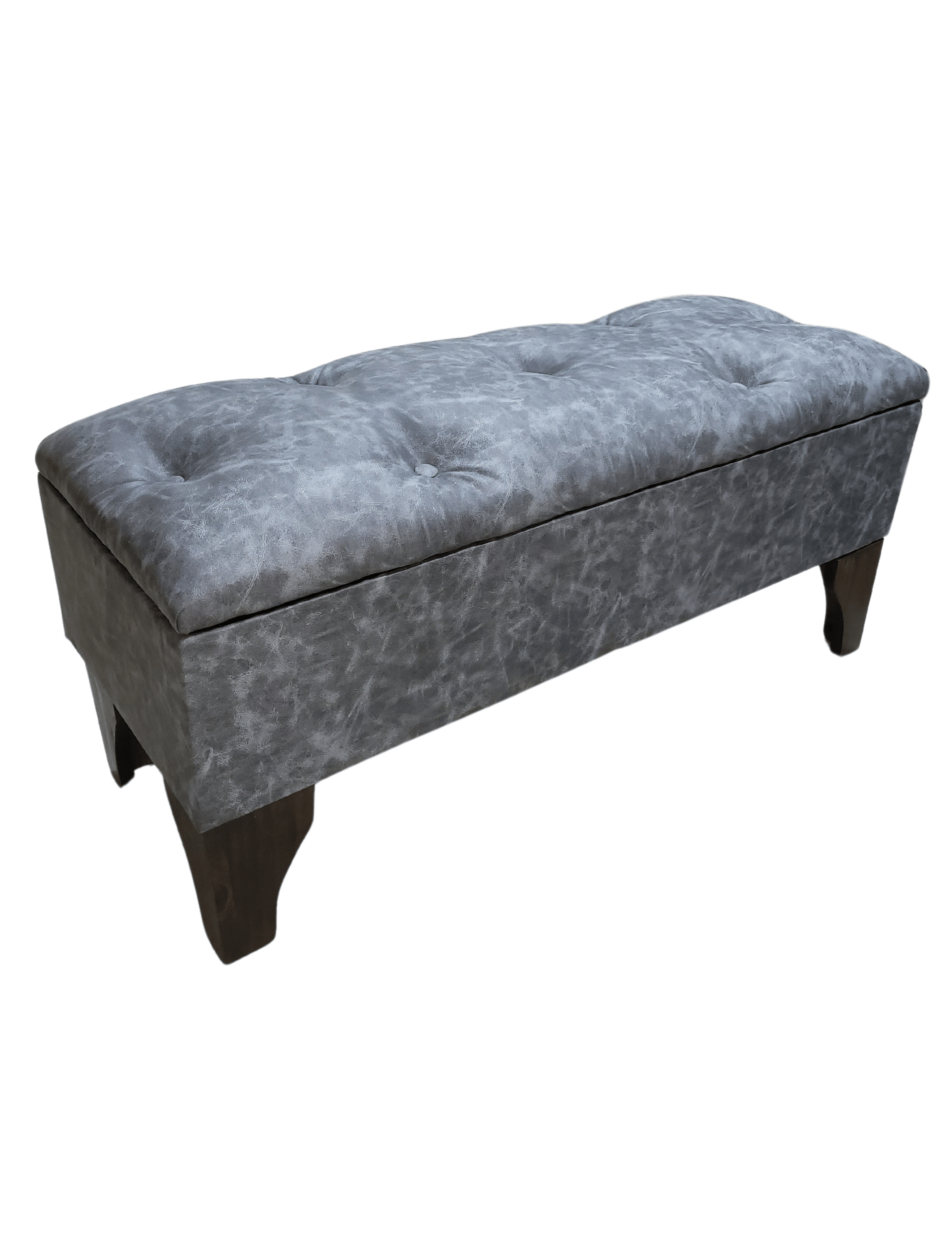 Baúl Botone Gris Marmoleado Eco Cuero Rimar 105x40x45x20-5