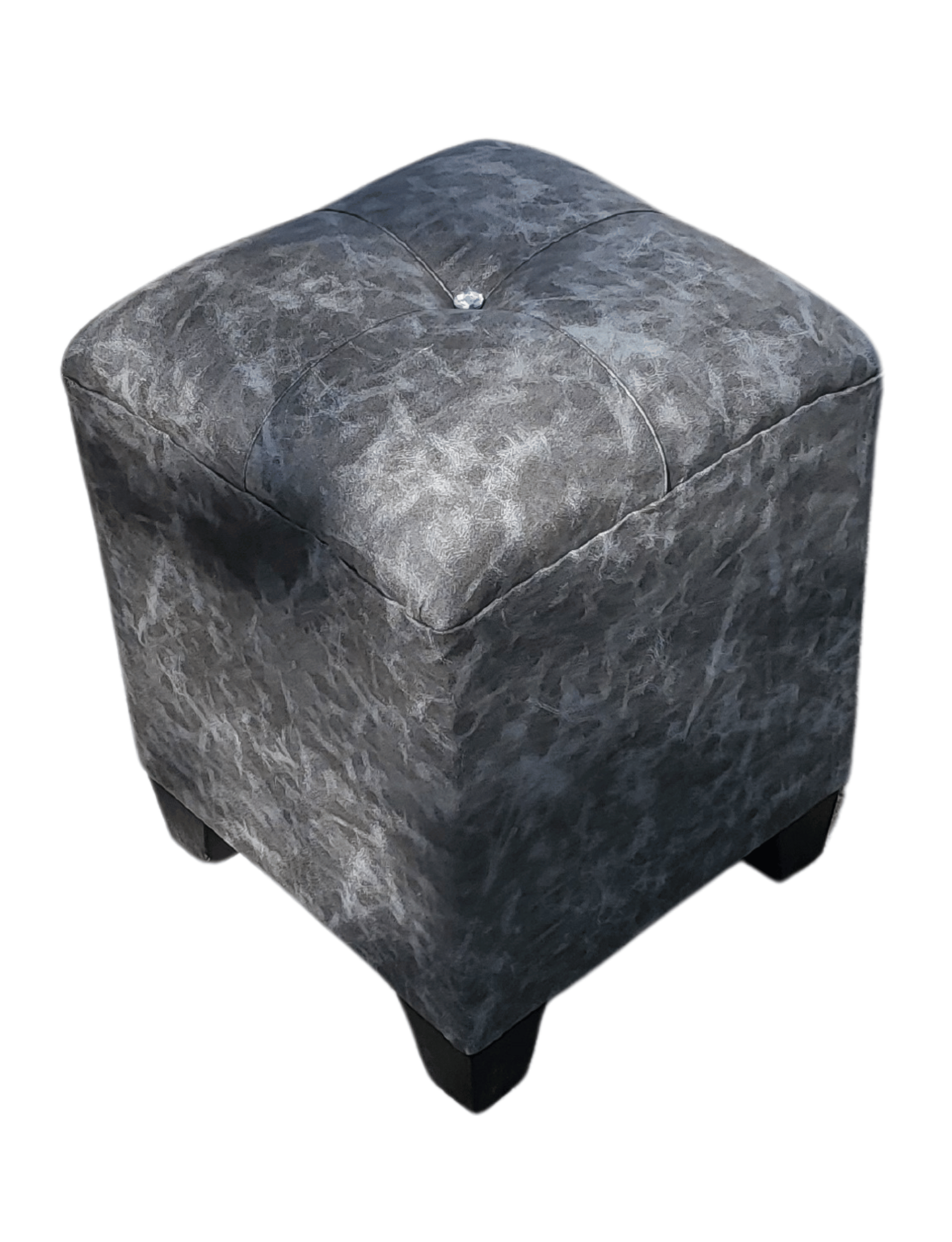 Pouf gris eco cuero Botón Diamante 35x35x42 Rimar-3