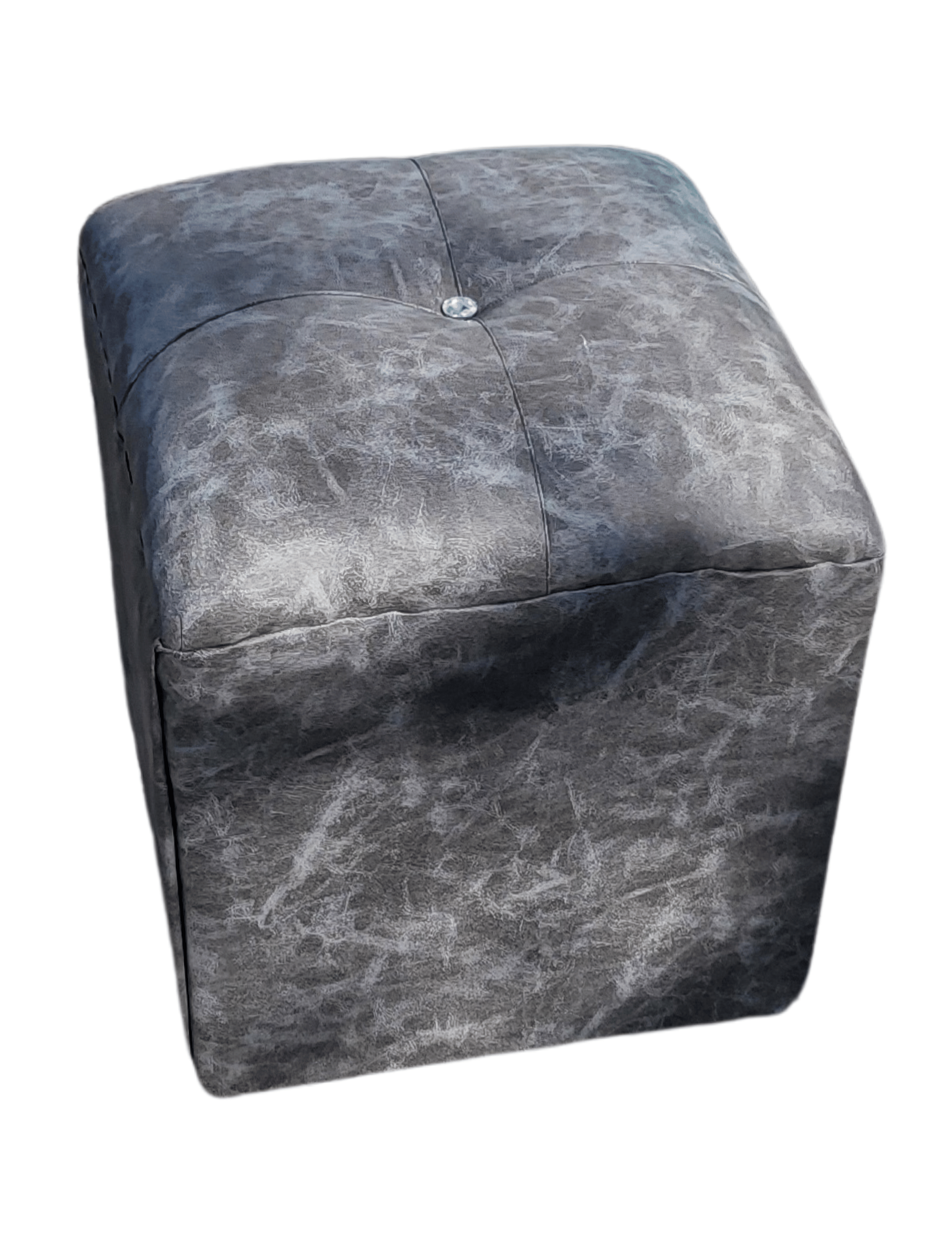 Pouf gris eco cuero Botón Diamante 35x35x42 Rimar-4