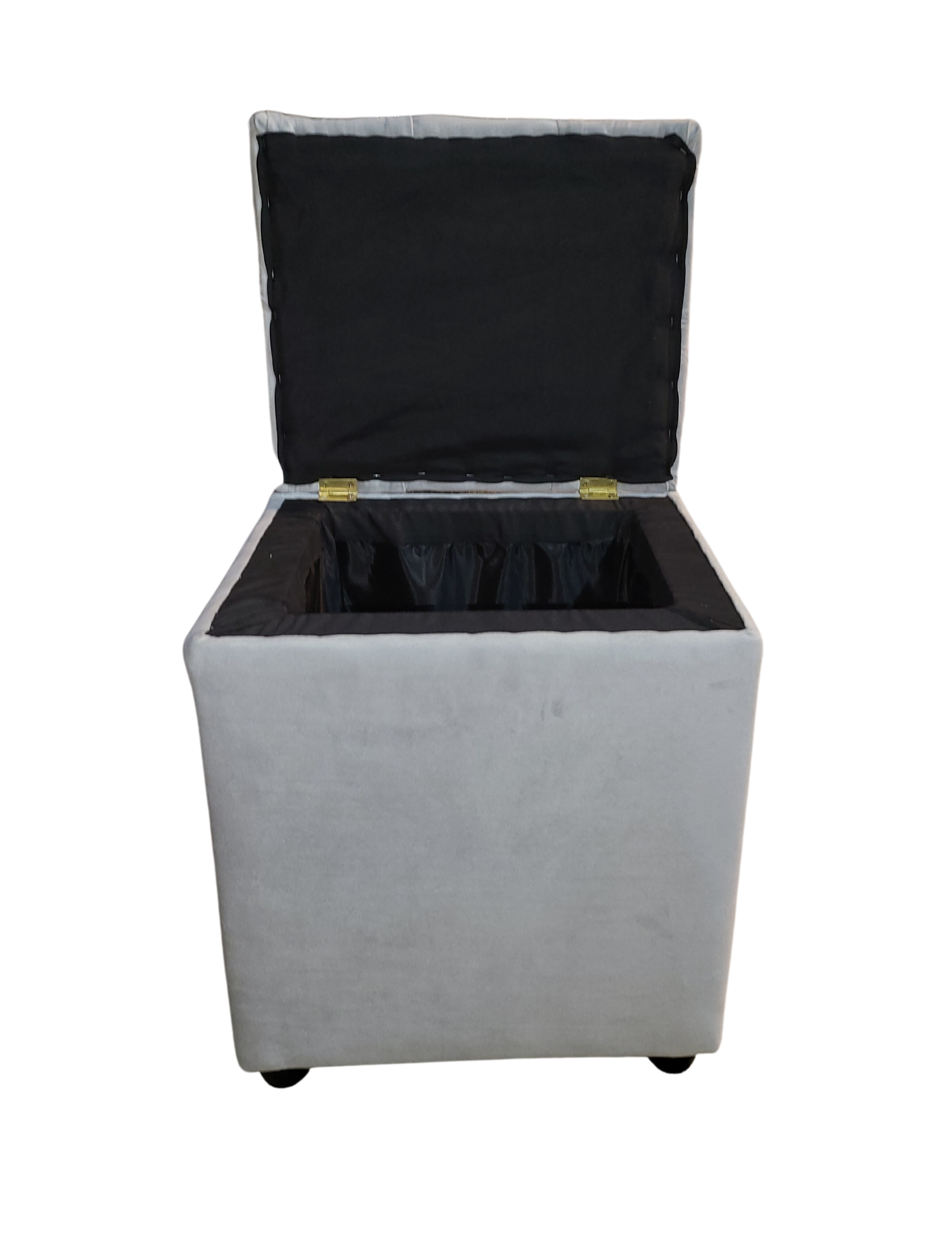 Pouf Baul Capitone Gris Perla Felpa Rimar-4