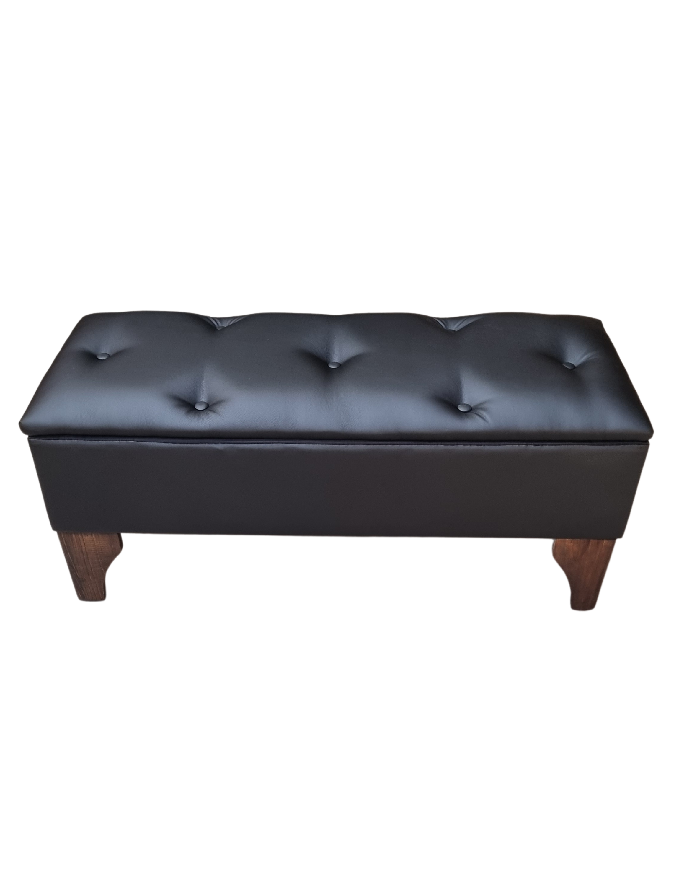 Banqueta Baul Botoné Negro Cuero -2
