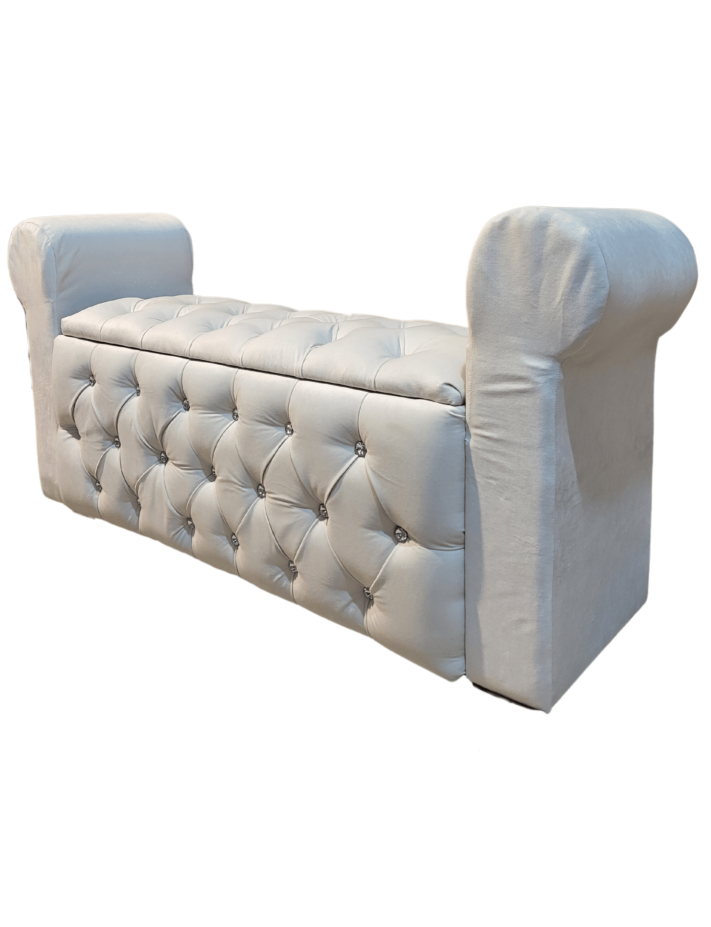 Banqueta Baúl Capitoné Con Brazos crudo Felpa -2
