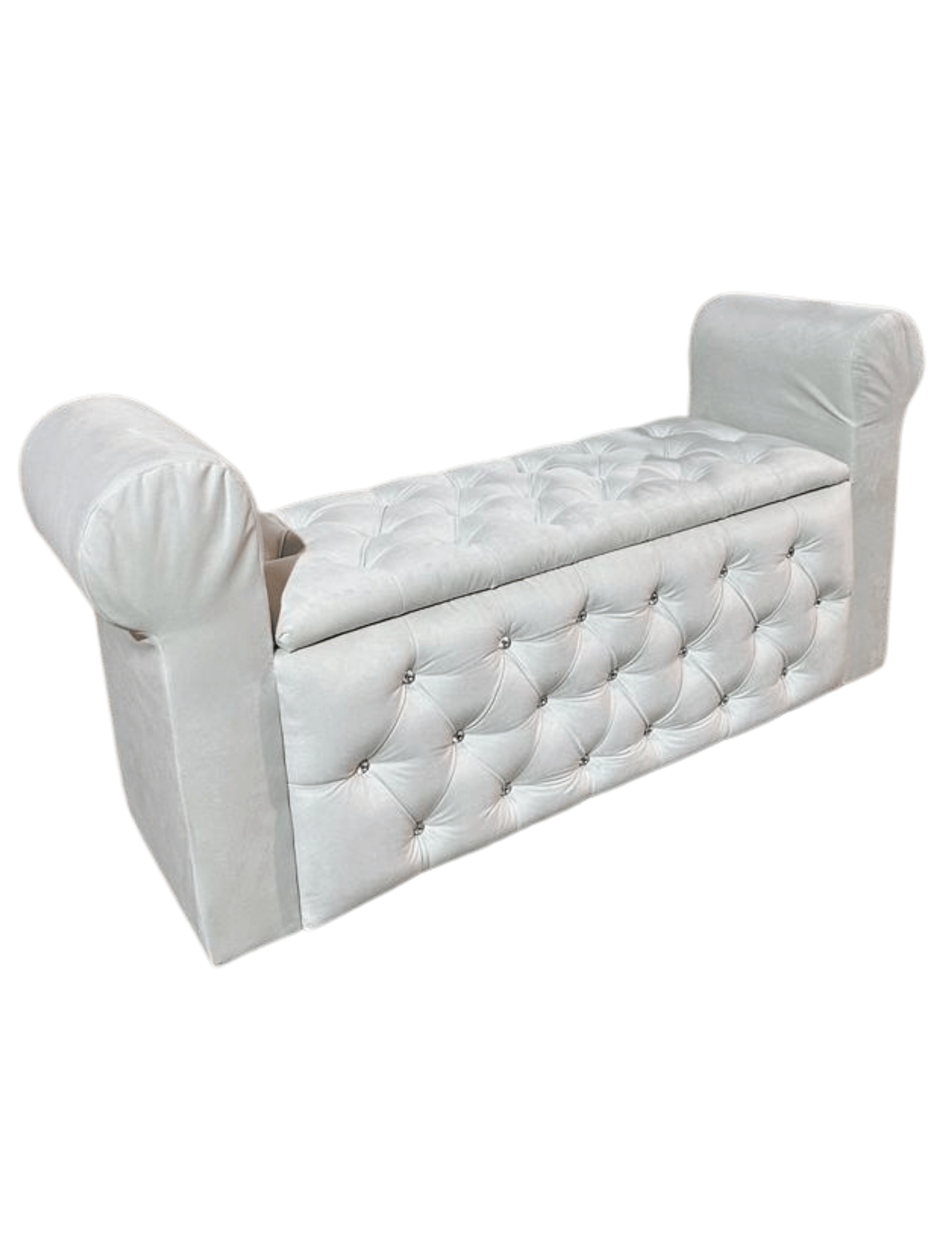 Banqueta Baúl Capitoné Con Brazos crudo Felpa -3