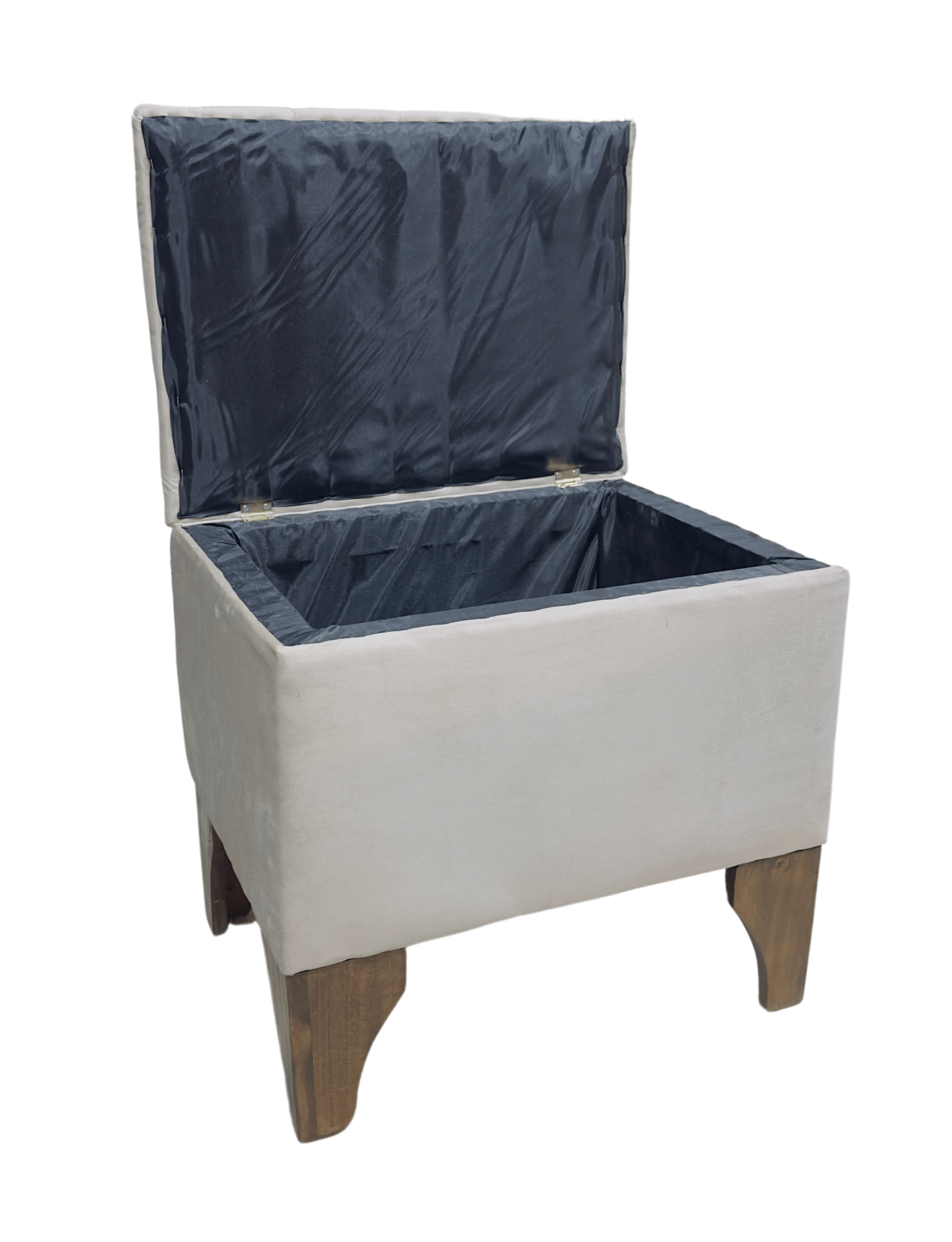Banqueta Baúl Tubular Beige Felpa 60x40x65x40 Rimar-4