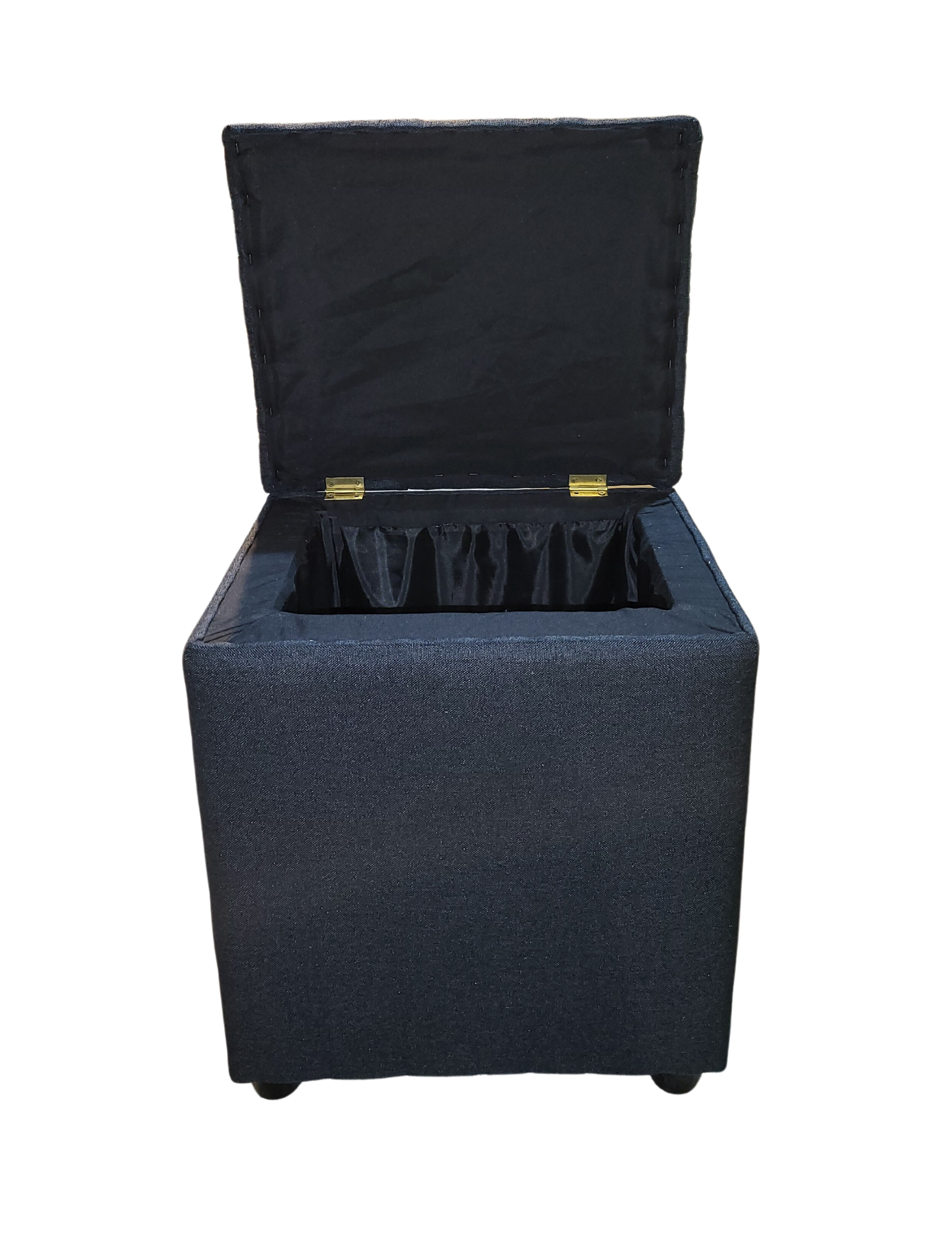 Pouf Baul Capitone Negro Lino Rimar-4