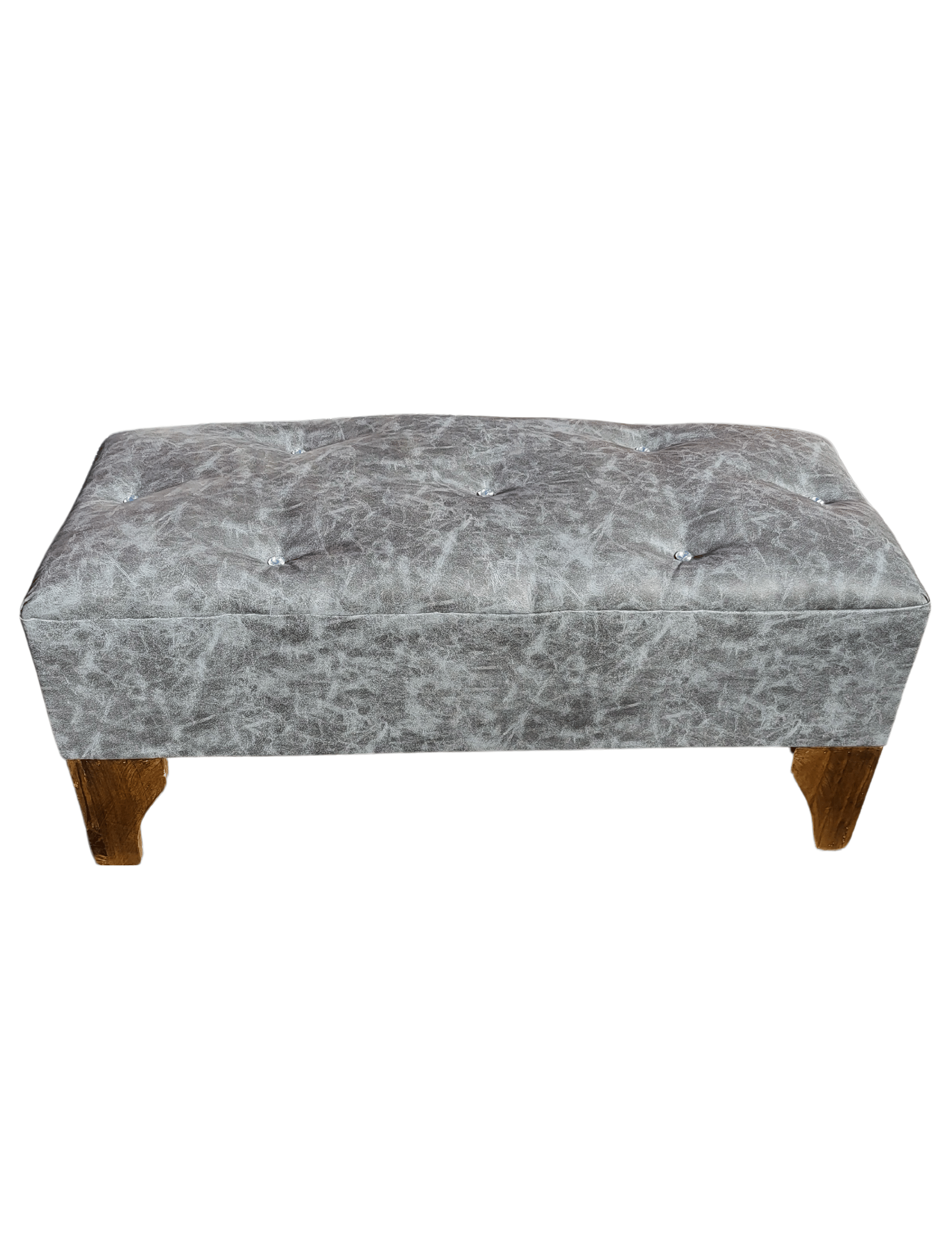 Banqueta Botón Diamante Gris Eco Cuero 100x40x40 Rimar-2