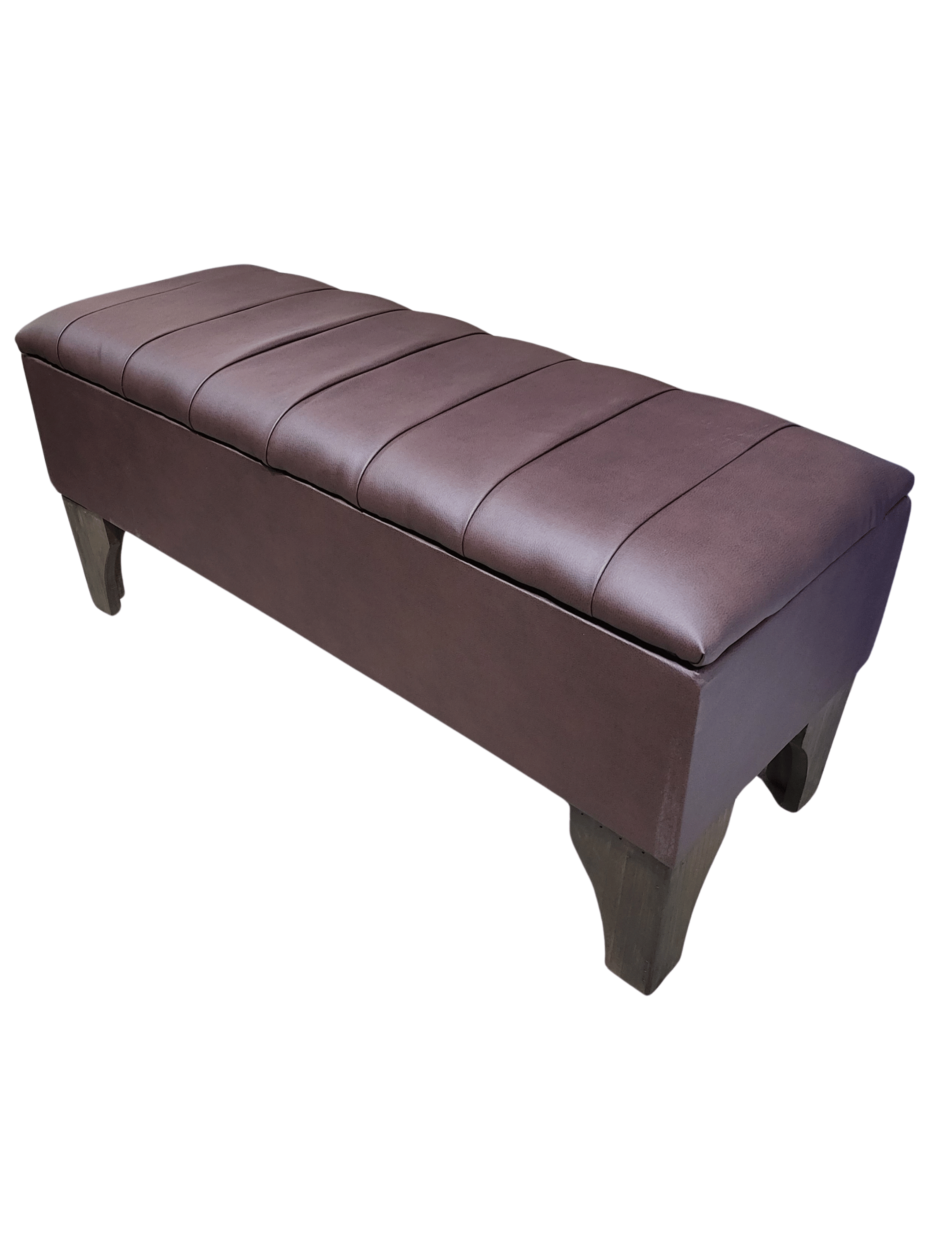 Banqueta Baúl tubular Café Eco Cuero 105x40x45x20 Rimar-3