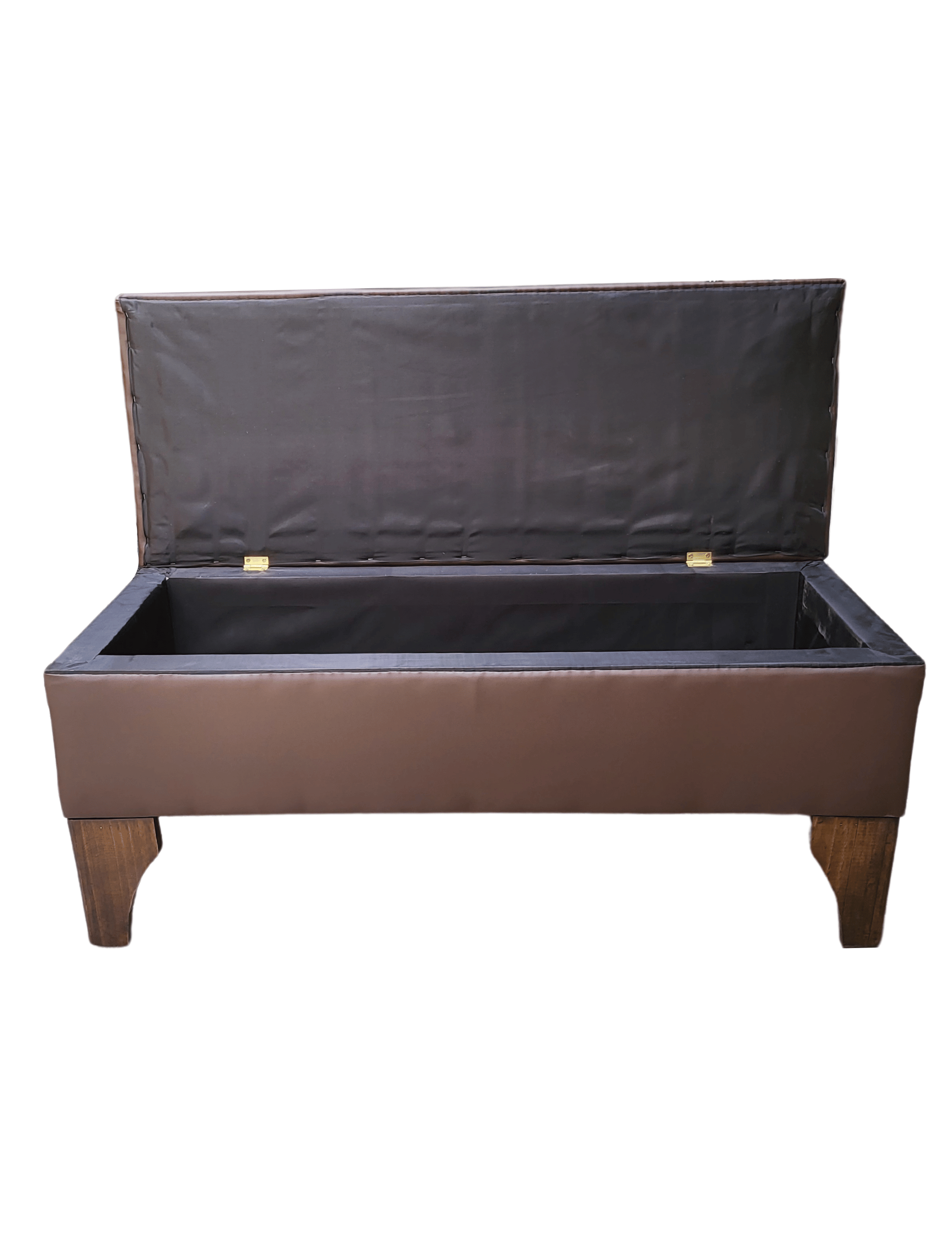 Banqueta Baúl tubular Café Eco Cuero 105x40x45x20 Rimar-4