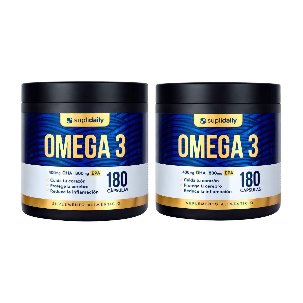 Omega 3 800 EPA 400 DHA SupliDaily 180 Capsulas Alta Pureza Pack x2 Sin Sabor-0