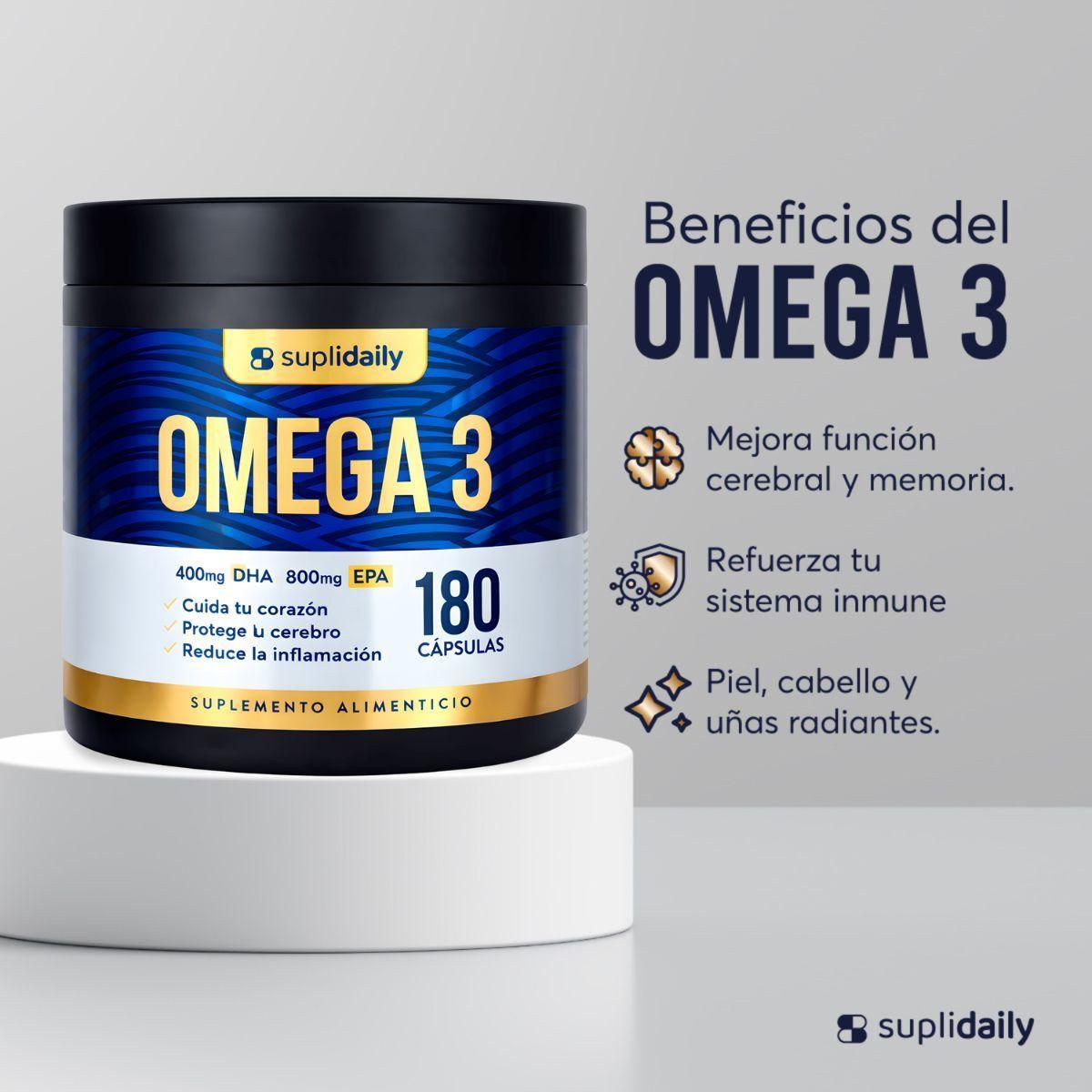Omega 3 800 EPA 400 DHA SupliDaily 180 Capsulas Alta Pureza Pack x2 Sin Sabor-7