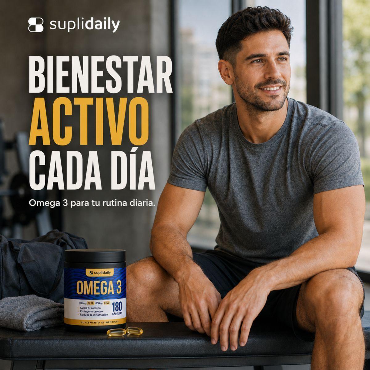 Omega 3 800 EPA 400 DHA SupliDaily 180 Capsulas Alta Pureza Pack x2 Sin Sabor-6