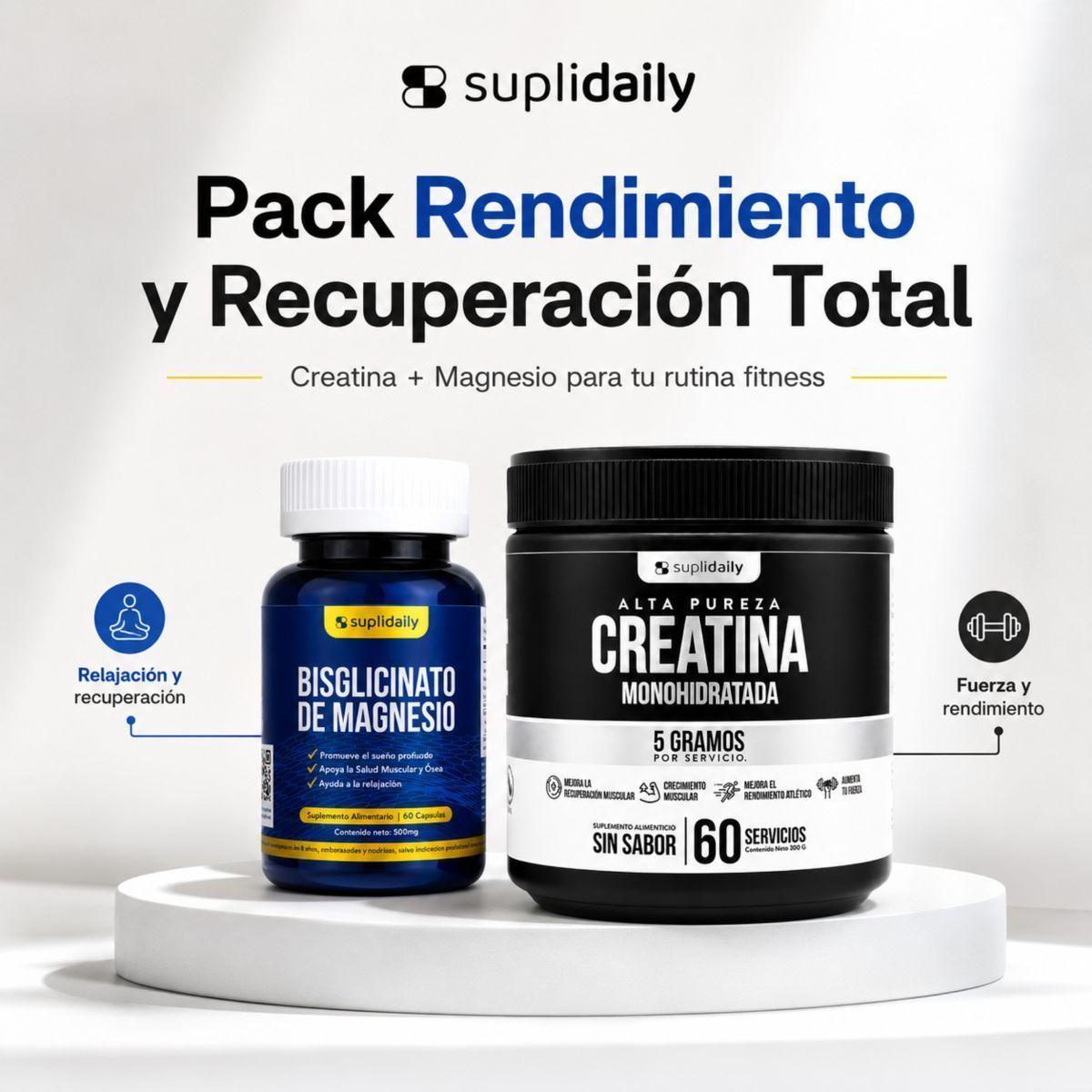Dúo Fitness Integral: Creatina Monohidratada 300g + Magnesio 60 Cap SupliDaily-1