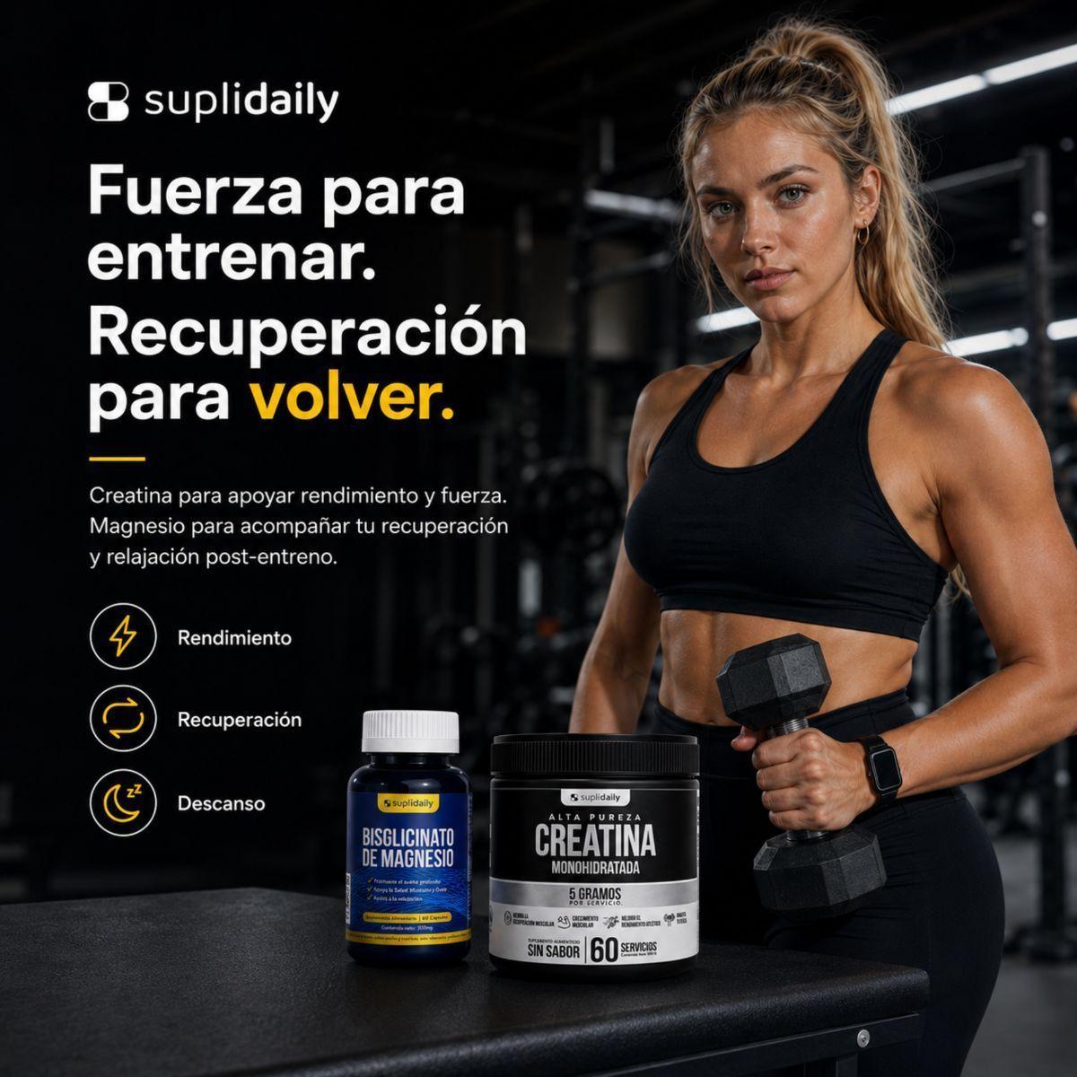 Dúo Fitness Integral: Creatina Monohidratada 300g + Magnesio 60 Cap SupliDaily-4